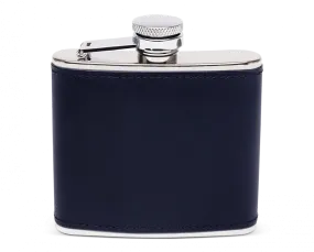 4oz Leather Bound Hip Flask - Marine Blue