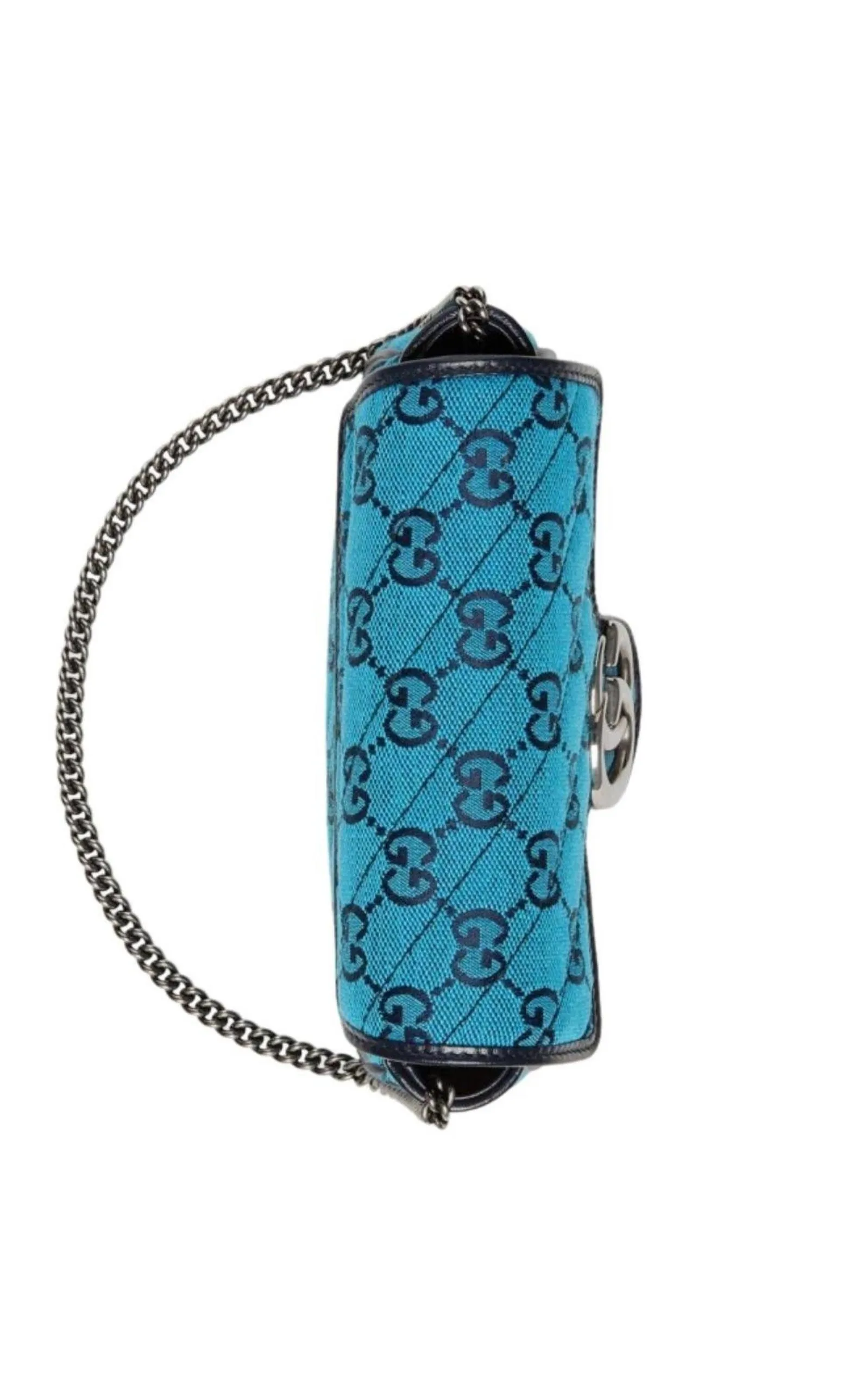 Blue GG Marmont Blue Super Mini Bag