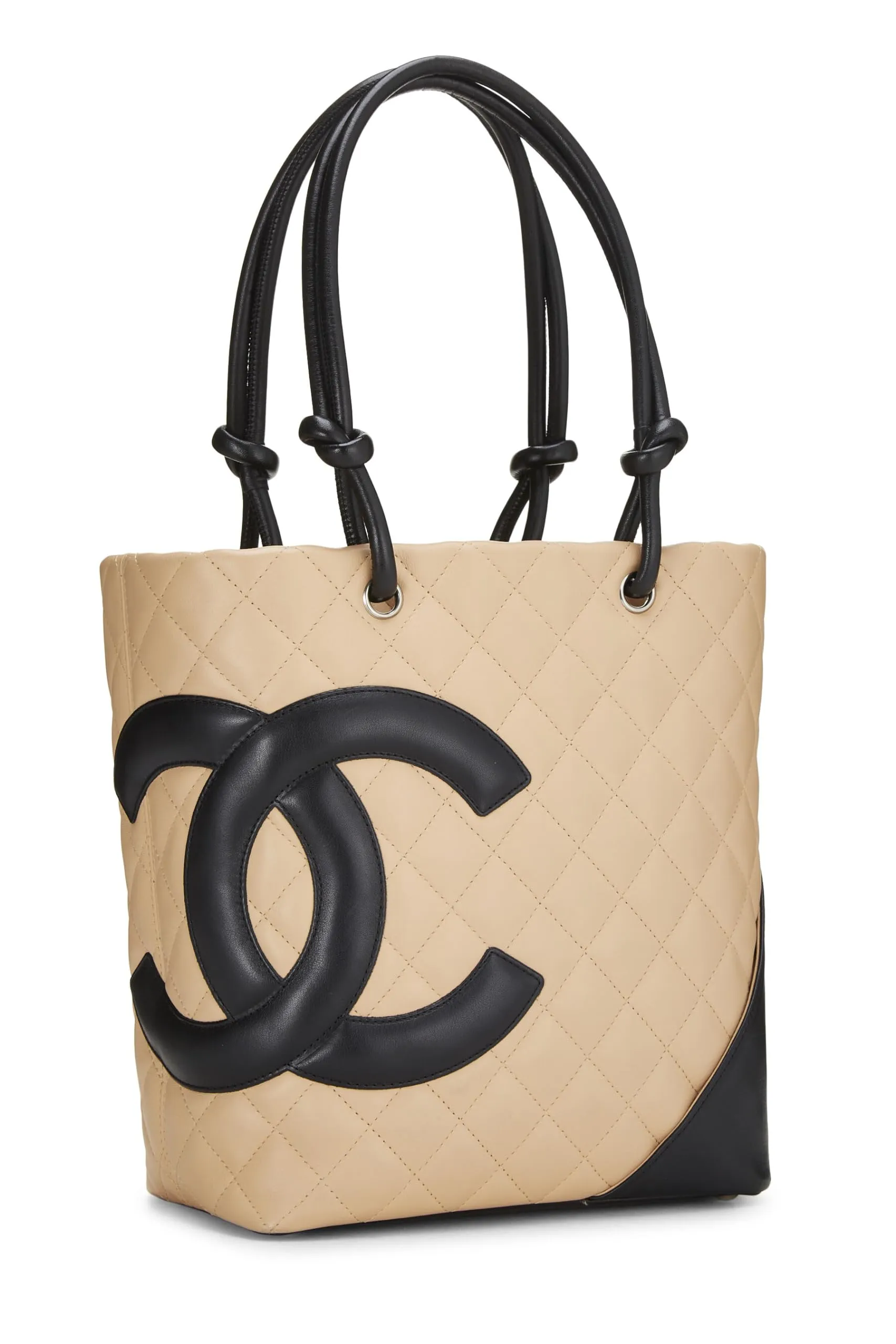 Chanel,  Beige Quilted Calfskin Cambon Ligne Tote Small, Beige