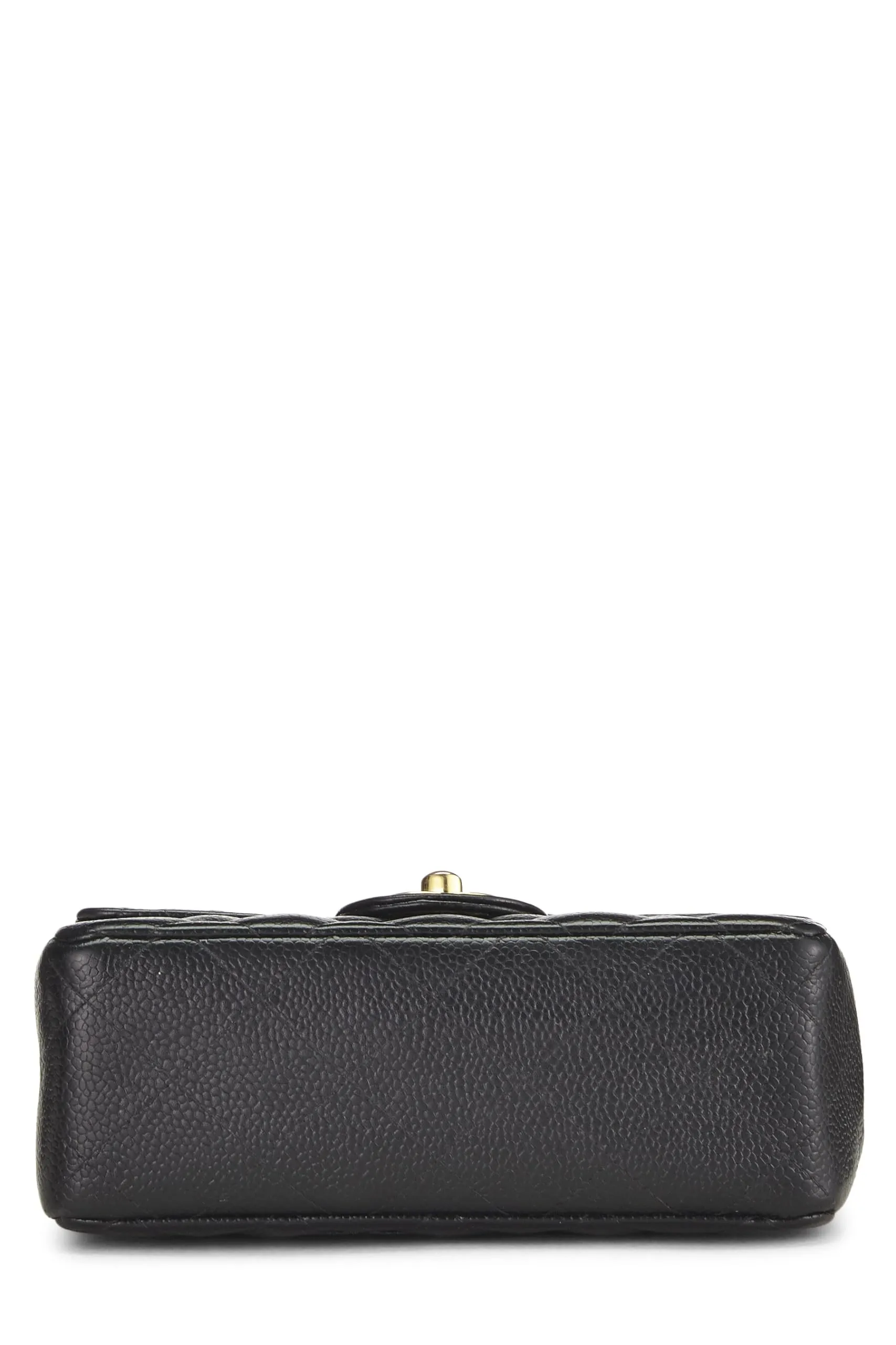 Chanel,  Black Quilted Caviar Half Flap Mini, Black