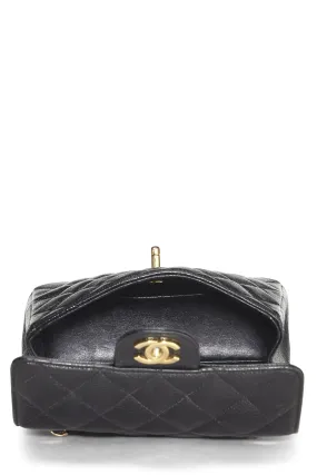 Chanel,  Black Quilted Caviar Half Flap Mini, Black