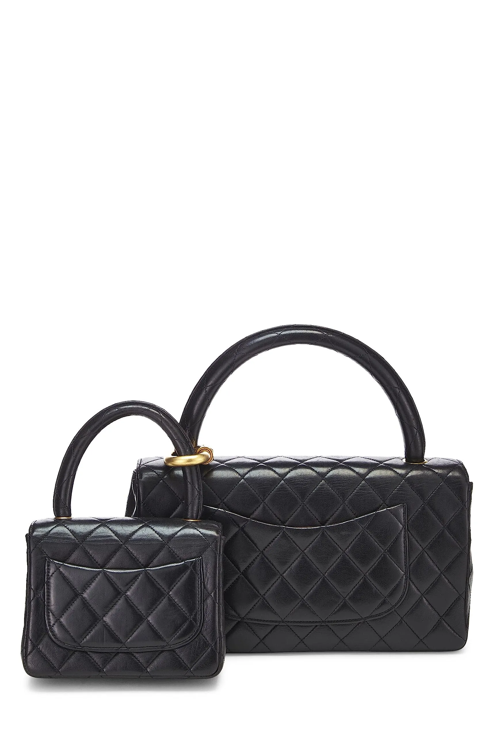 Chanel,  Black Quilted Lambskin Double Bag, Black