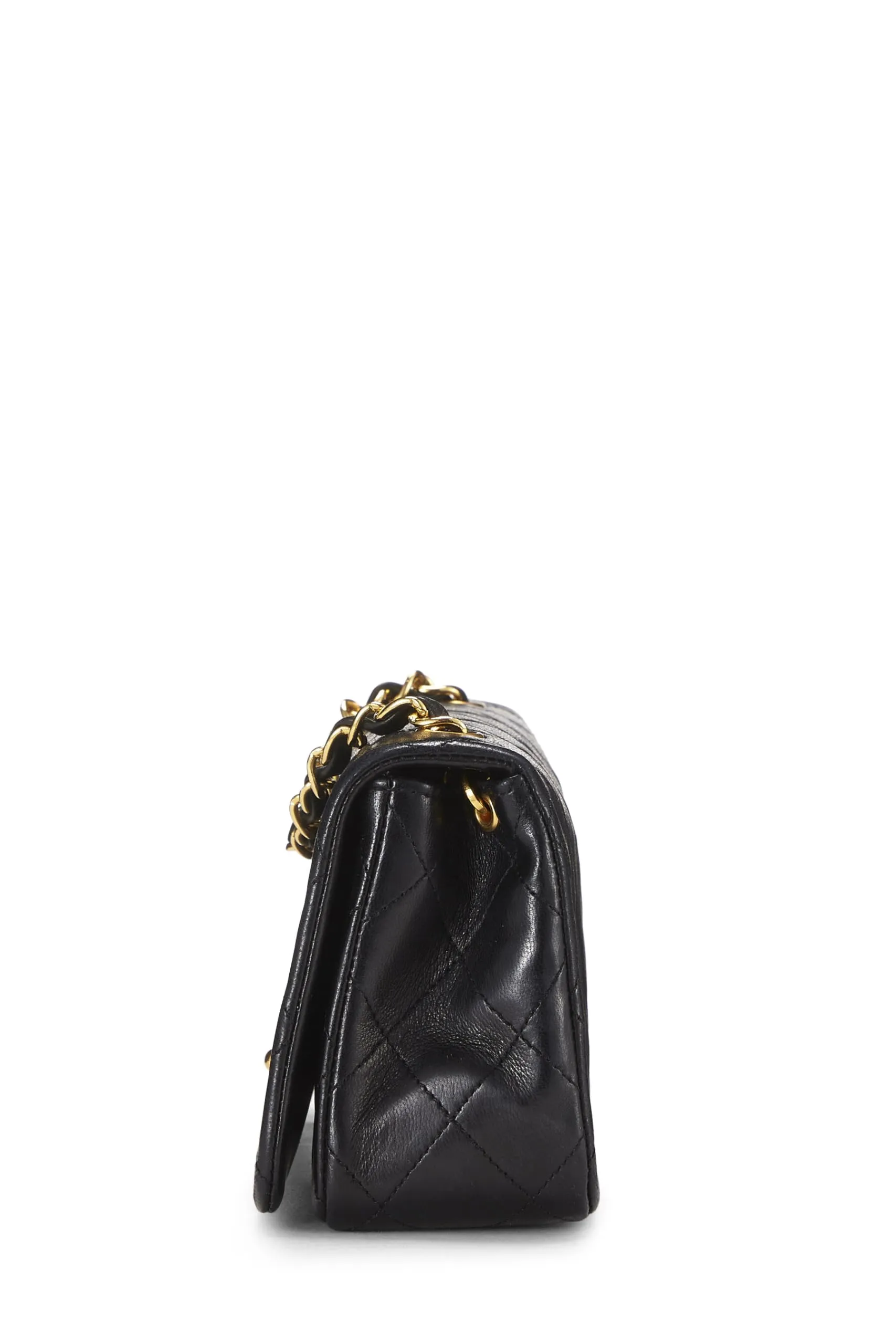 Chanel,  Black Quilted Lambskin Full Flap Mini, Black