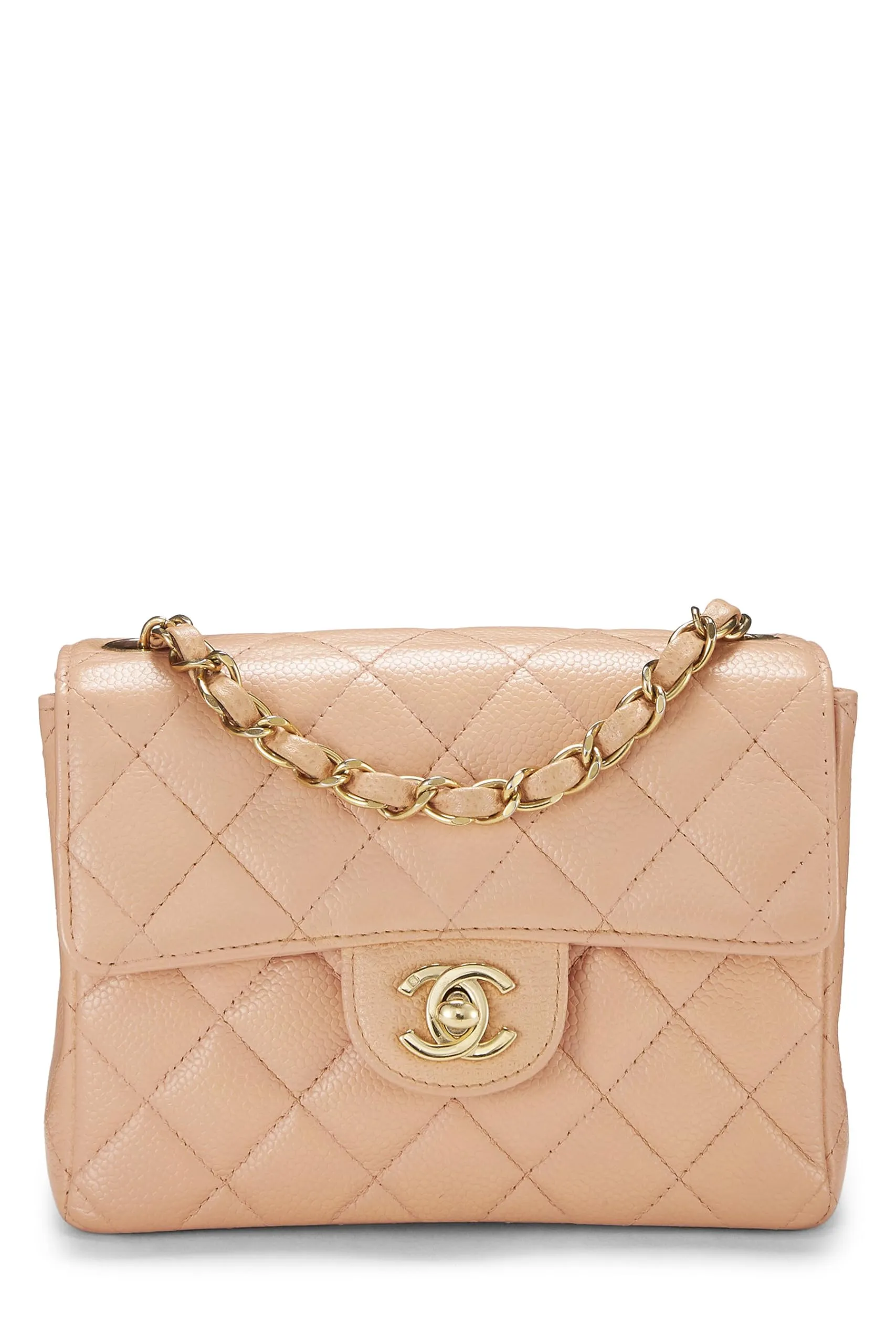 Chanel,  Pink Quilted Caviar Half Flap Mini, Pink