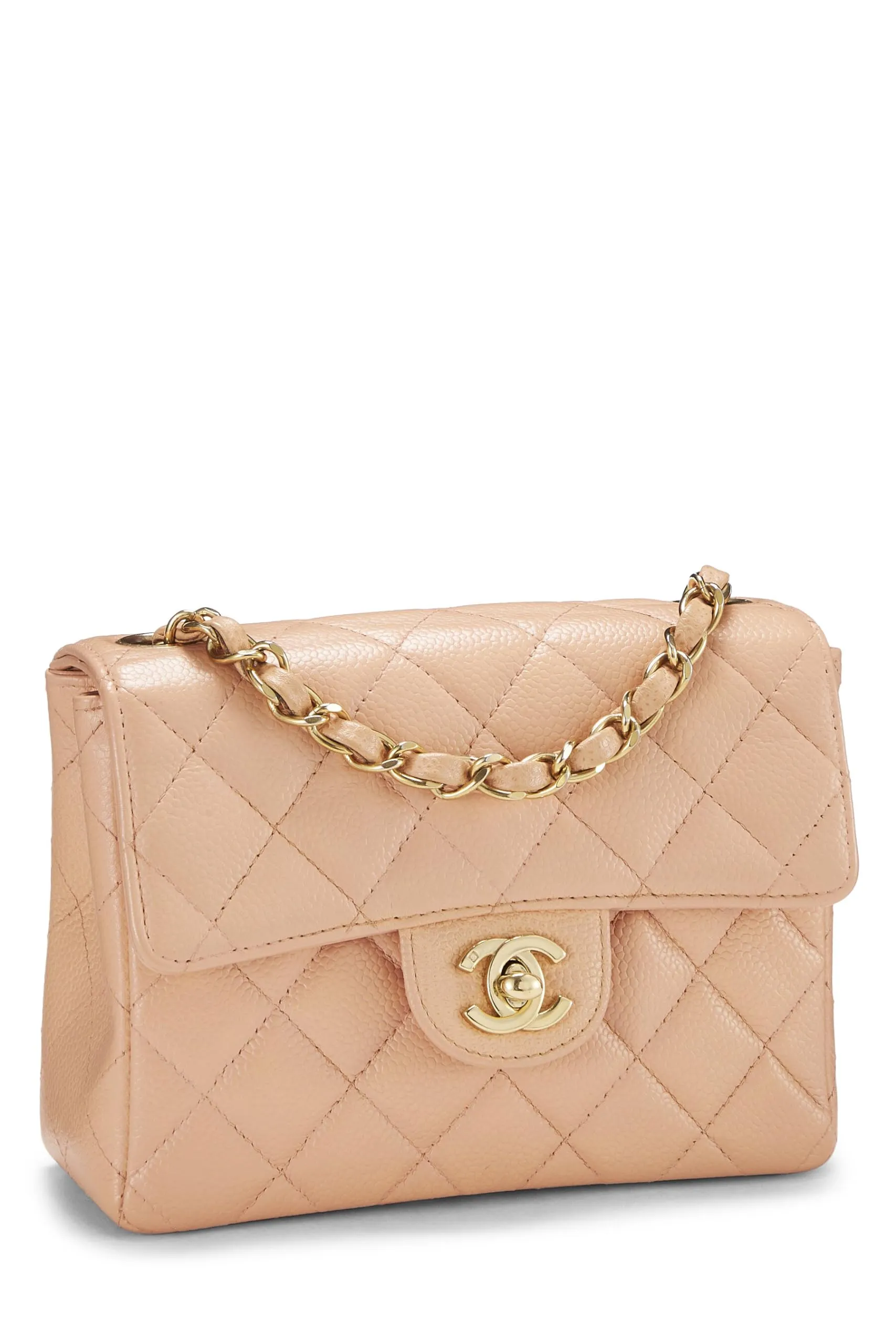 Chanel,  Pink Quilted Caviar Half Flap Mini, Pink
