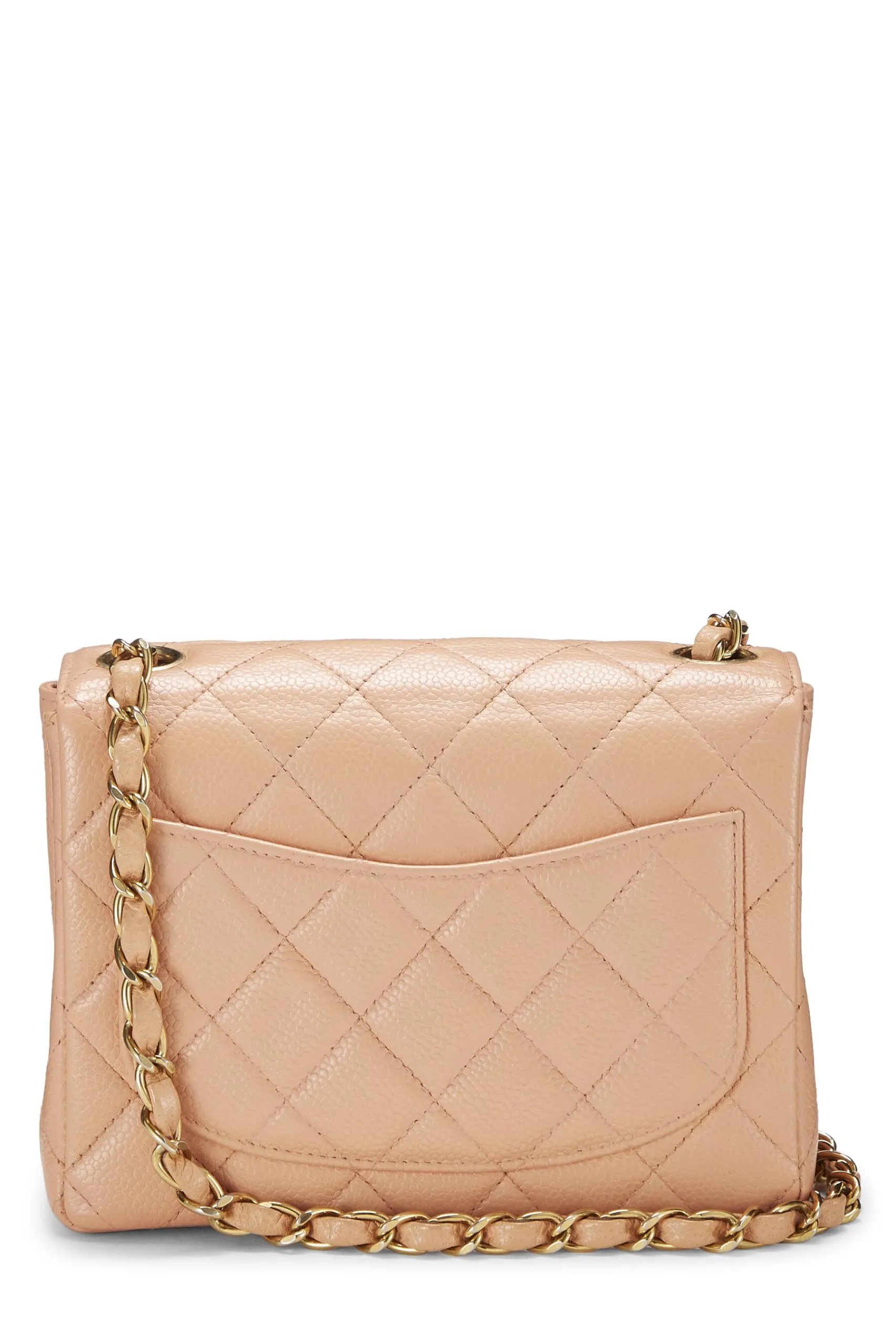 Chanel,  Pink Quilted Caviar Half Flap Mini, Pink