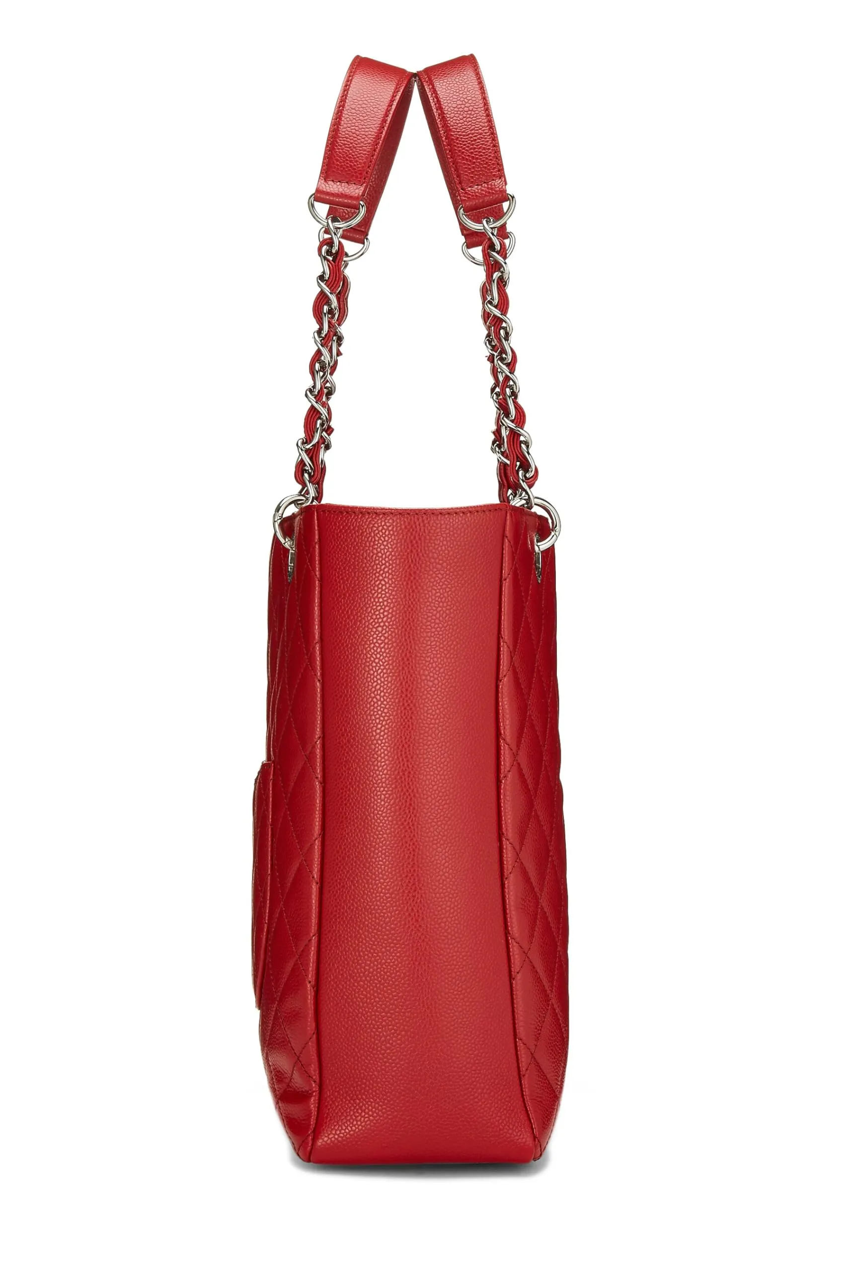 Chanel,  Red Quilted Caviar Petite Shopping Tote (PST) XL, Red