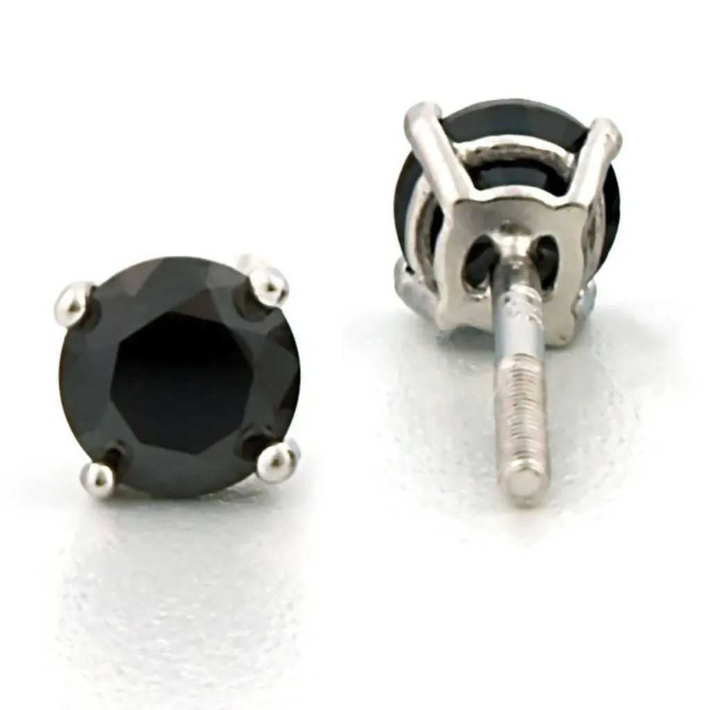 Chris: 3mm, 0.2ct Black Ice Simulated Diamond CZ Screw Back Earrings