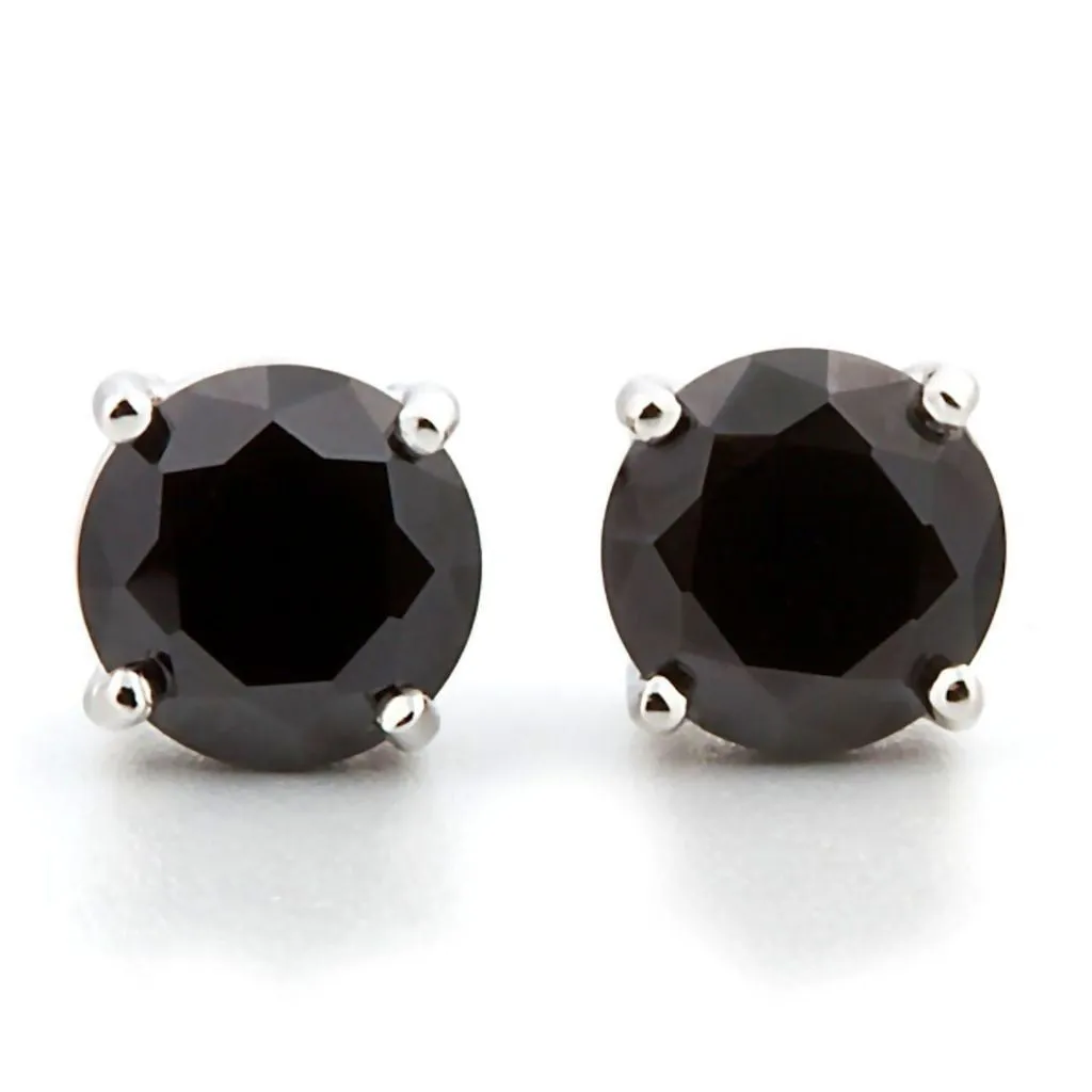 Chris: 6mm, 1.50ct Black Ice Simulated Diamond CZ Screw Back Earrings