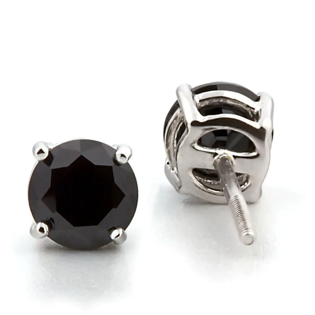 Chris: 6mm, 1.50ct Black Ice Simulated Diamond CZ Screw Back Earrings