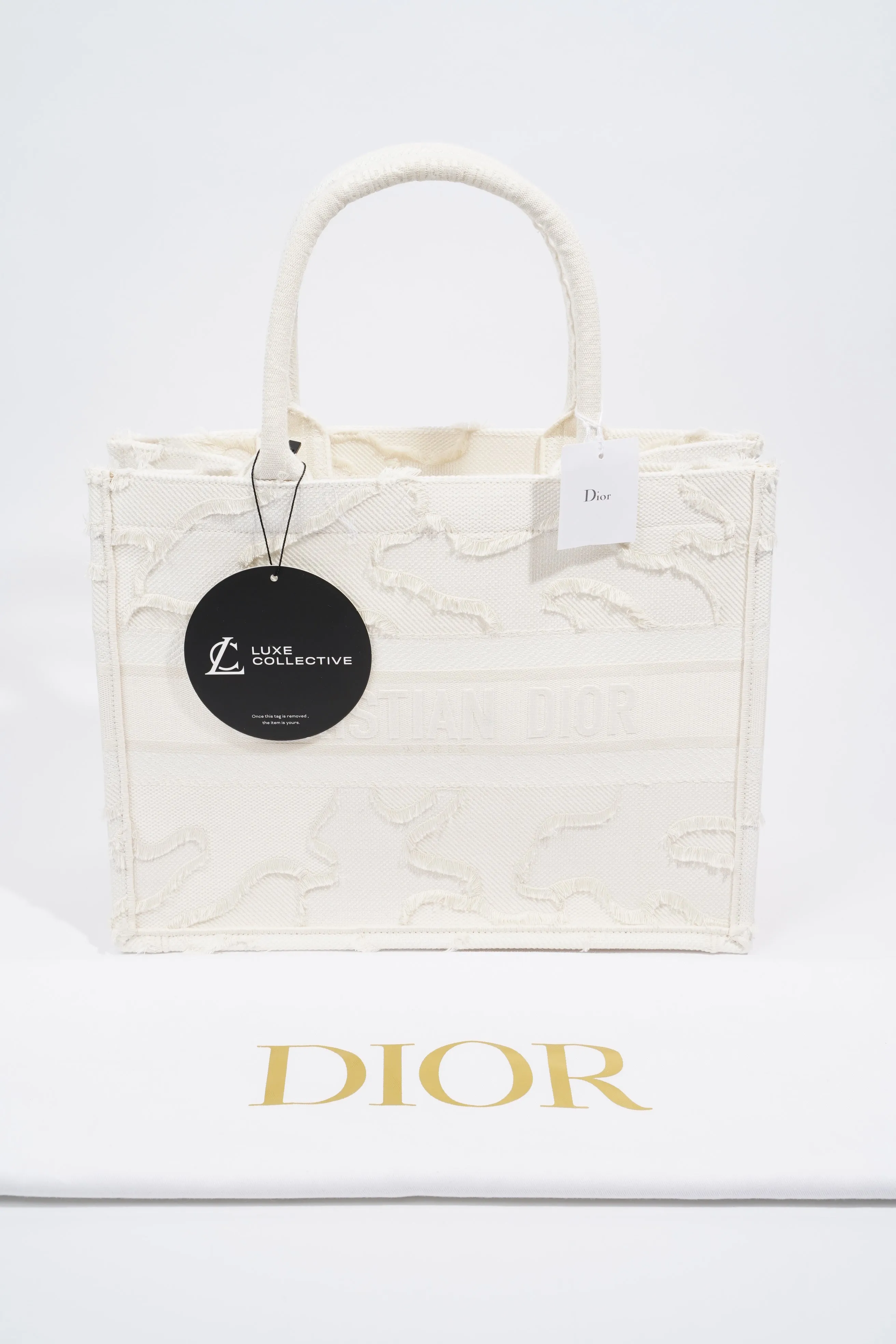 Christian Dior Book Tote Cream Canvas Medium