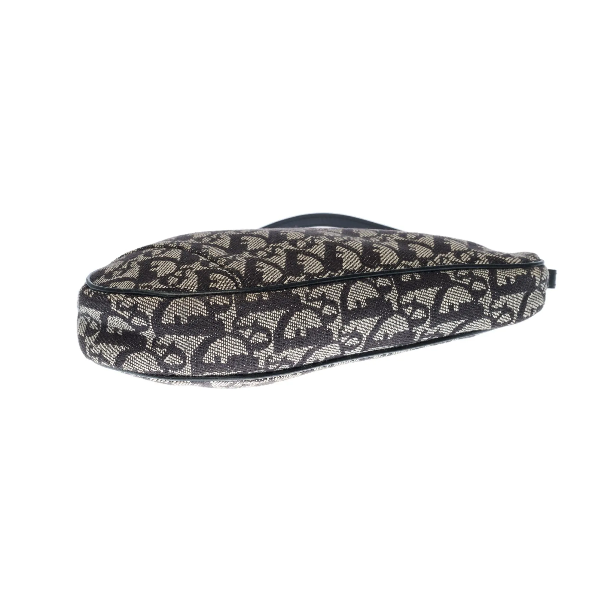 CHRISTIAN DIOR Gorgeous Saddle shoulder bag in navy blue monogram canvas, SHW