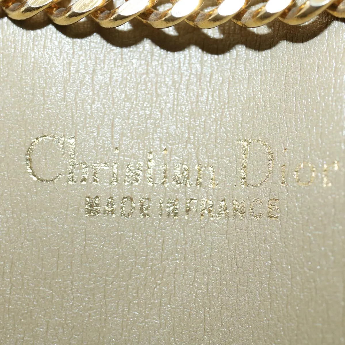 CHRISTIAN DIOR Honeycomb Canvas Chain Shoulder Bag Beige Auth ti1244