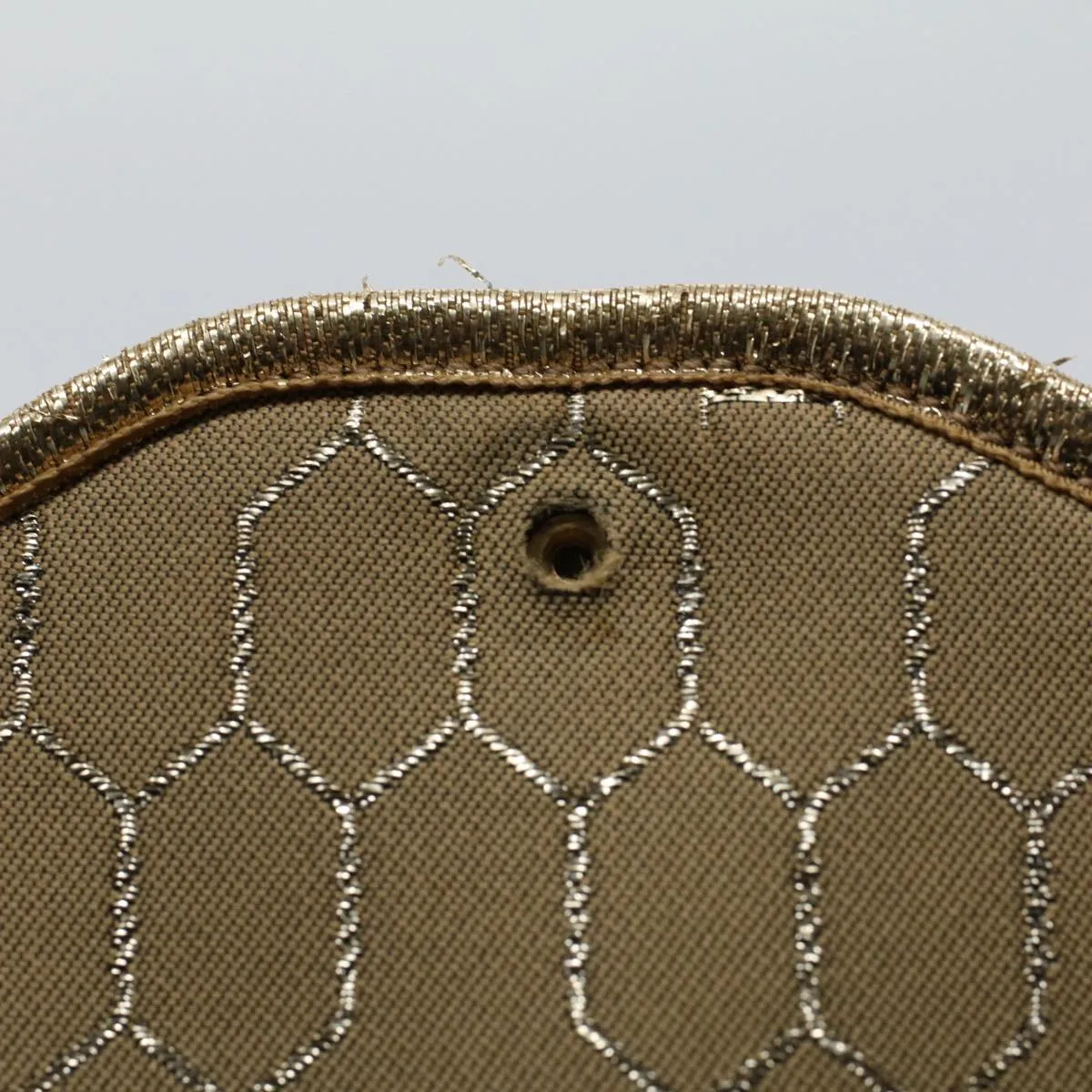 CHRISTIAN DIOR Honeycomb Canvas Chain Shoulder Bag Beige Auth ti1244