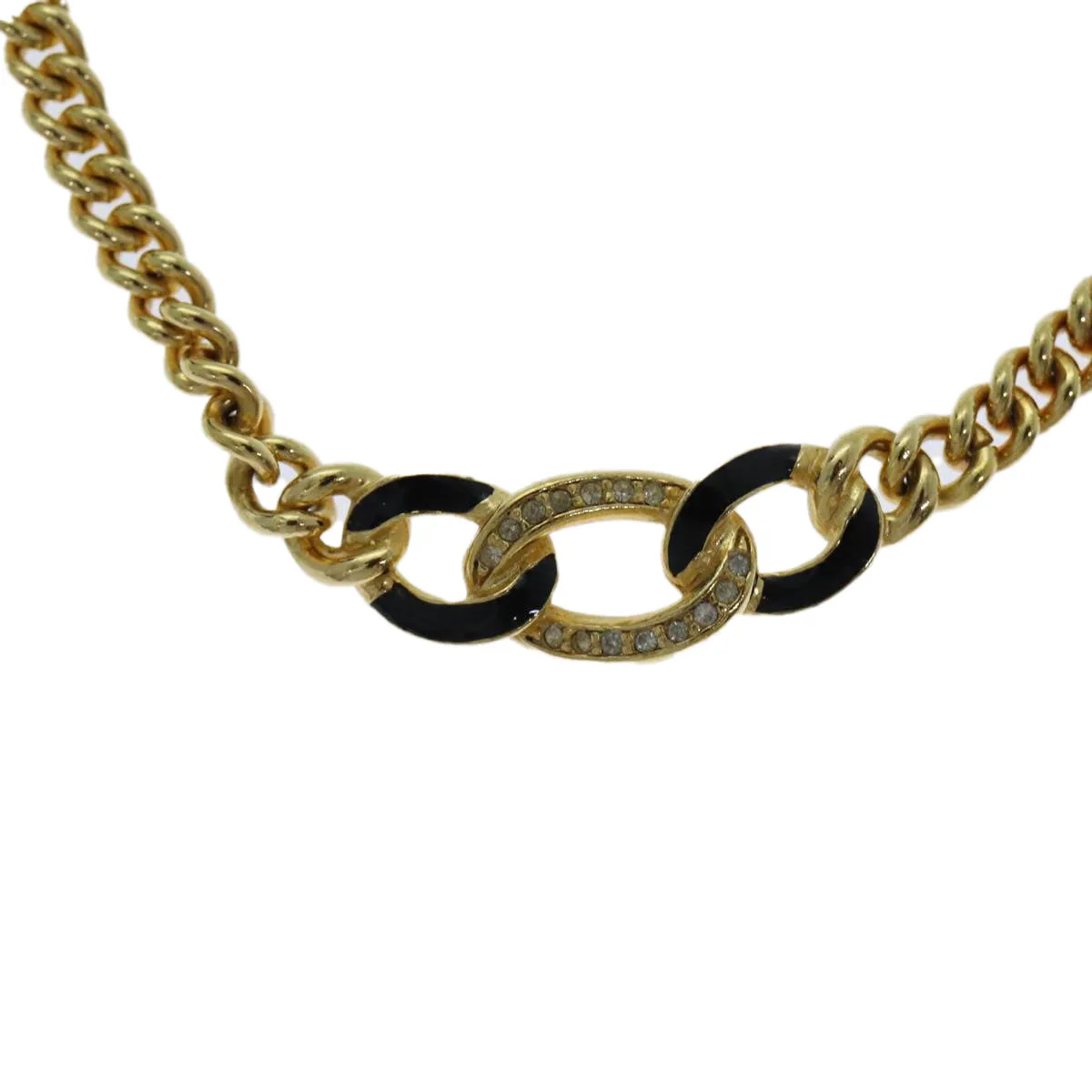 CHRISTIAN DIOR Necklace metal Gold Auth yk12883