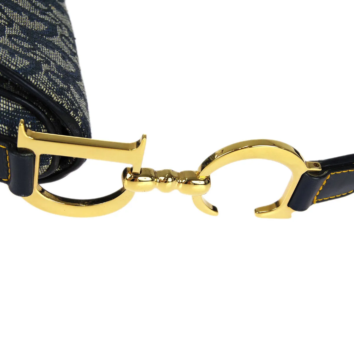 CHRISTIAN DIOR Trotter Saddle Handbag Navy 97774