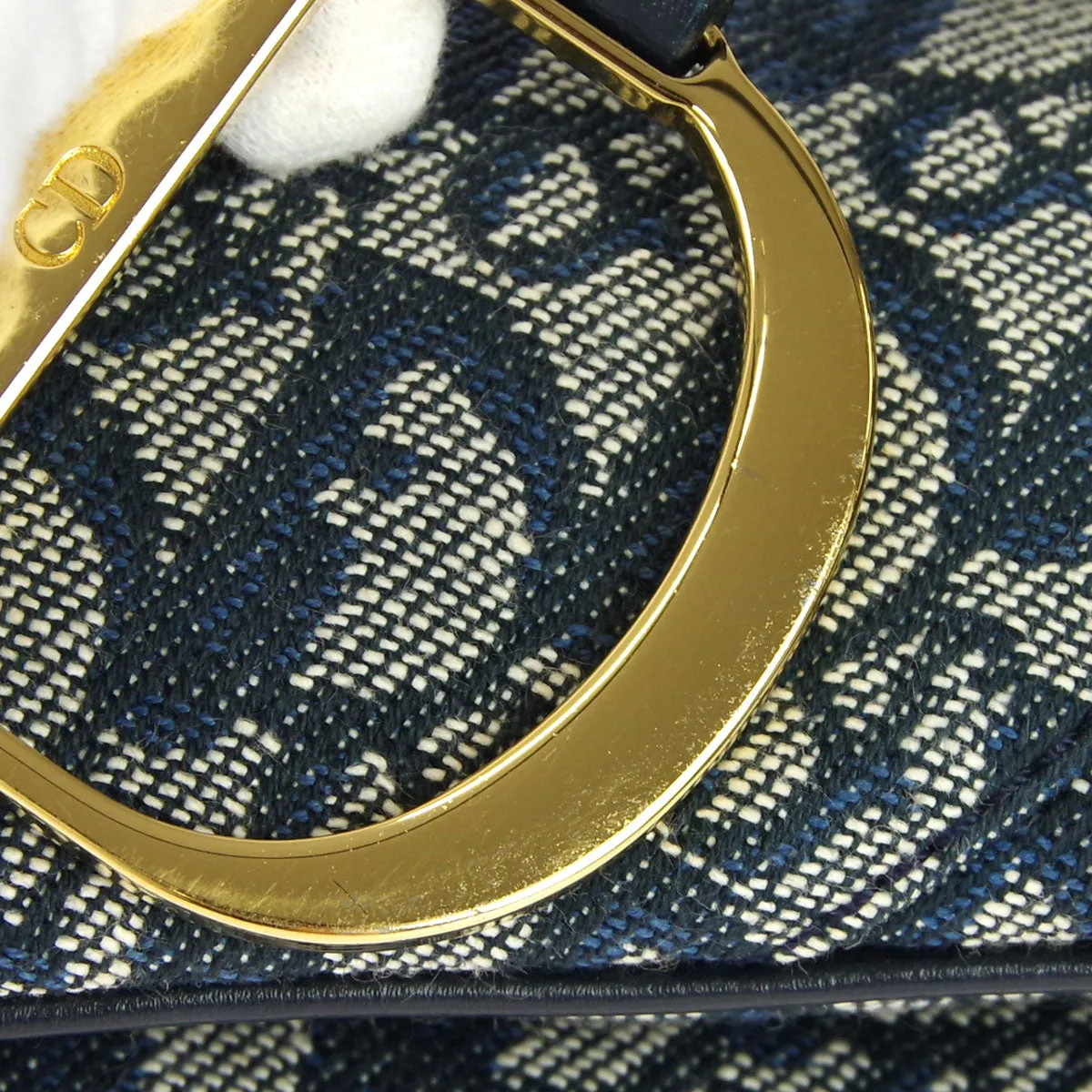 CHRISTIAN DIOR Trotter Saddle Handbag Navy 97774