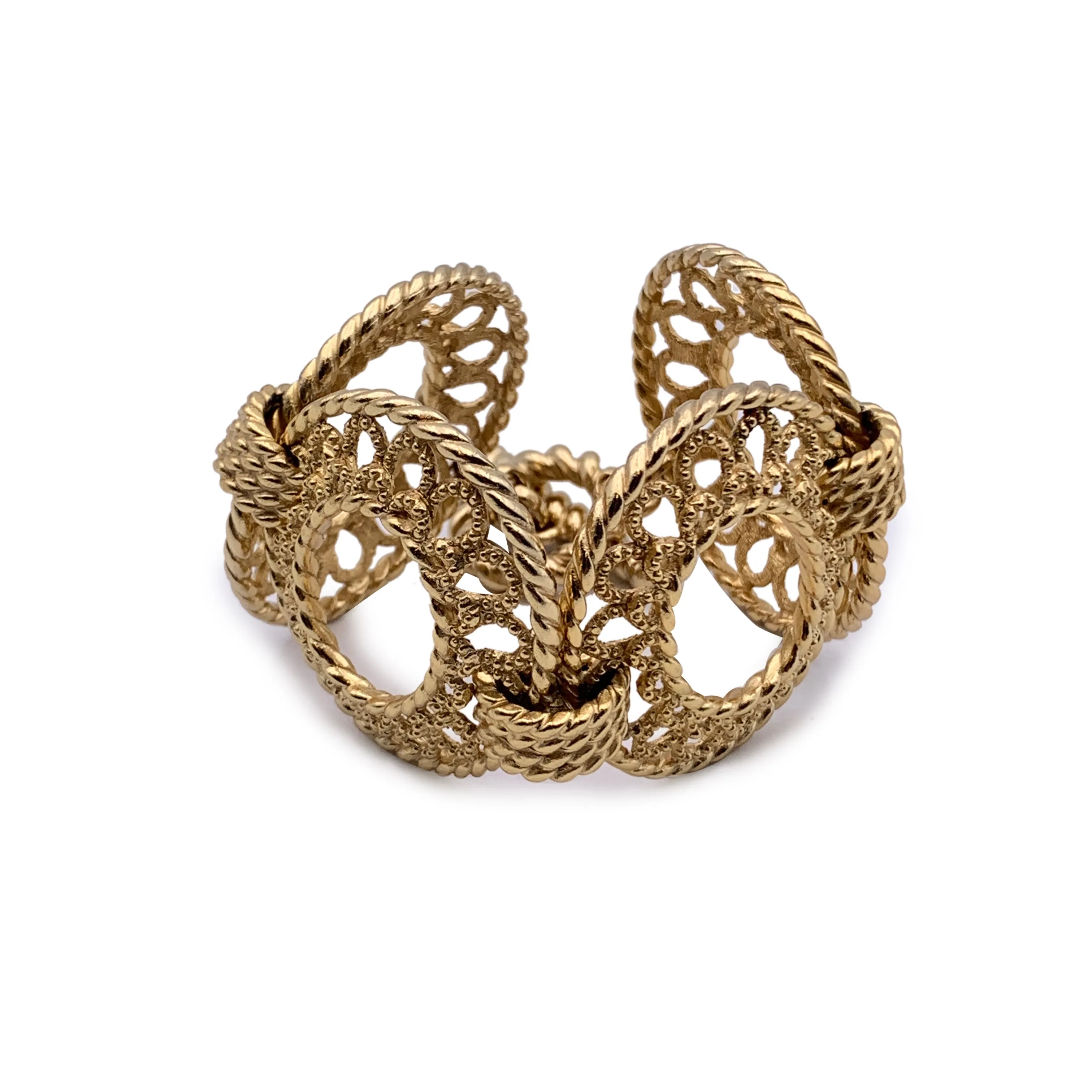 CHRISTIAN DIOR Vintage Gold Metal Oval Ring Bracelet