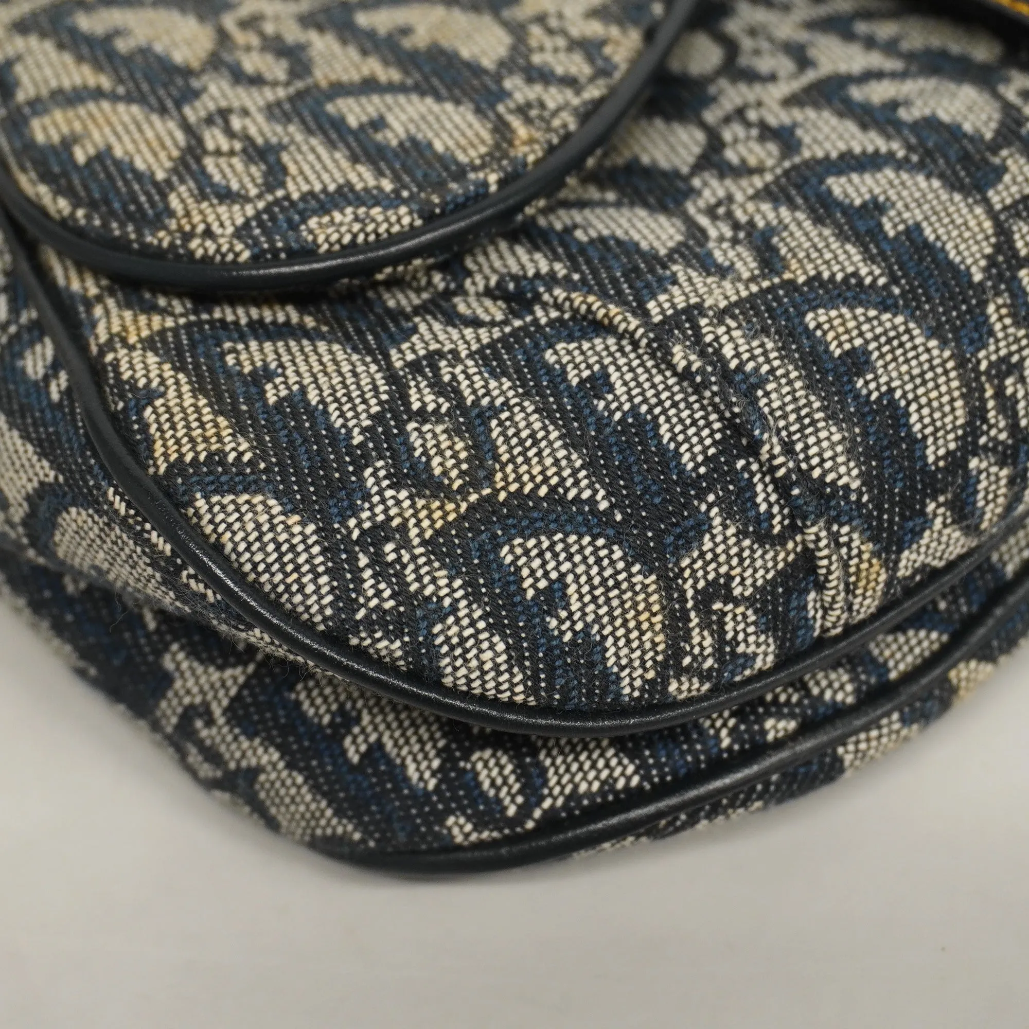 CHRISTIAN DIORAuth  Trotter Saddle Bag Women's Canvas Handbag Navy