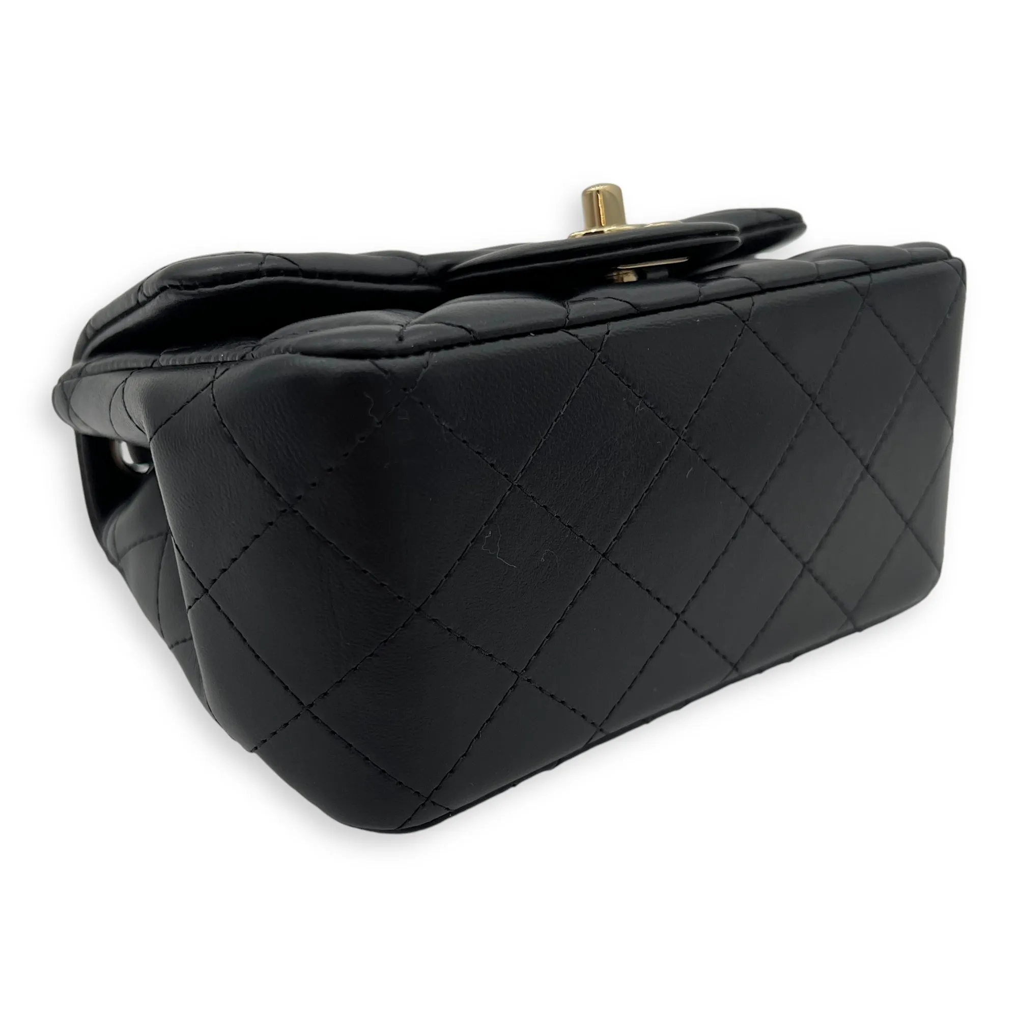 Classic Crossbody Bag Mini Black in Lambskin, Gold hardware