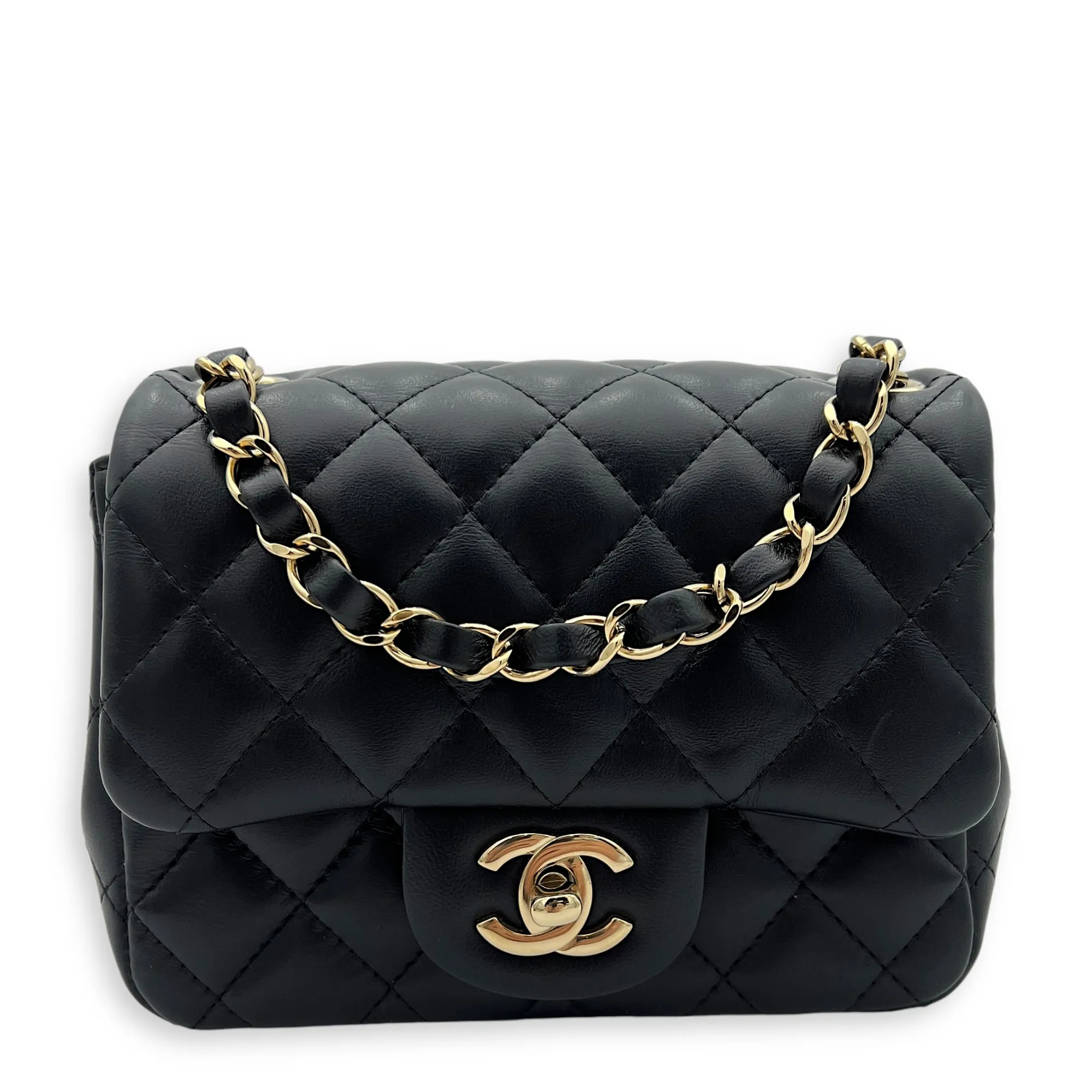 Classic Crossbody Bag Mini Black in Lambskin, Gold hardware