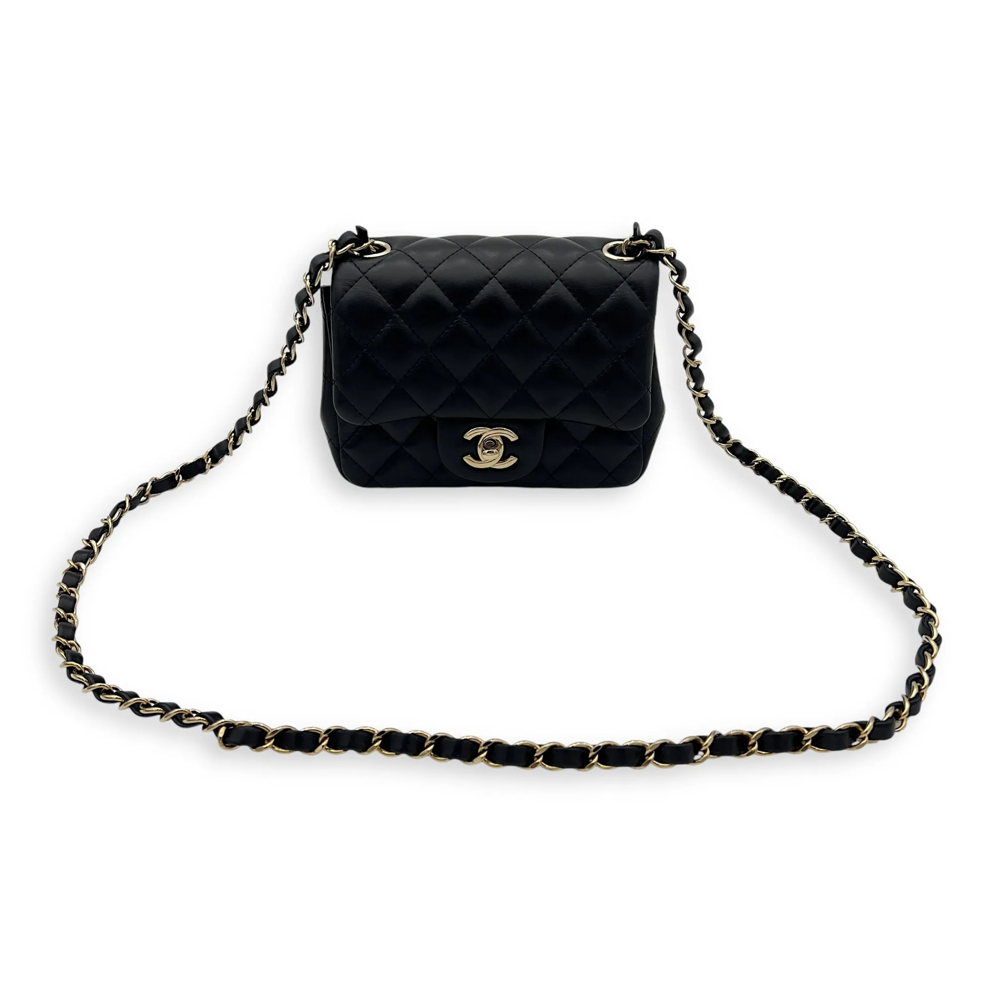 Classic Crossbody Bag Mini Black in Lambskin, Gold hardware