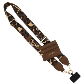 Clip & Go Crossbody Phone Lanyard - Leopard Brown