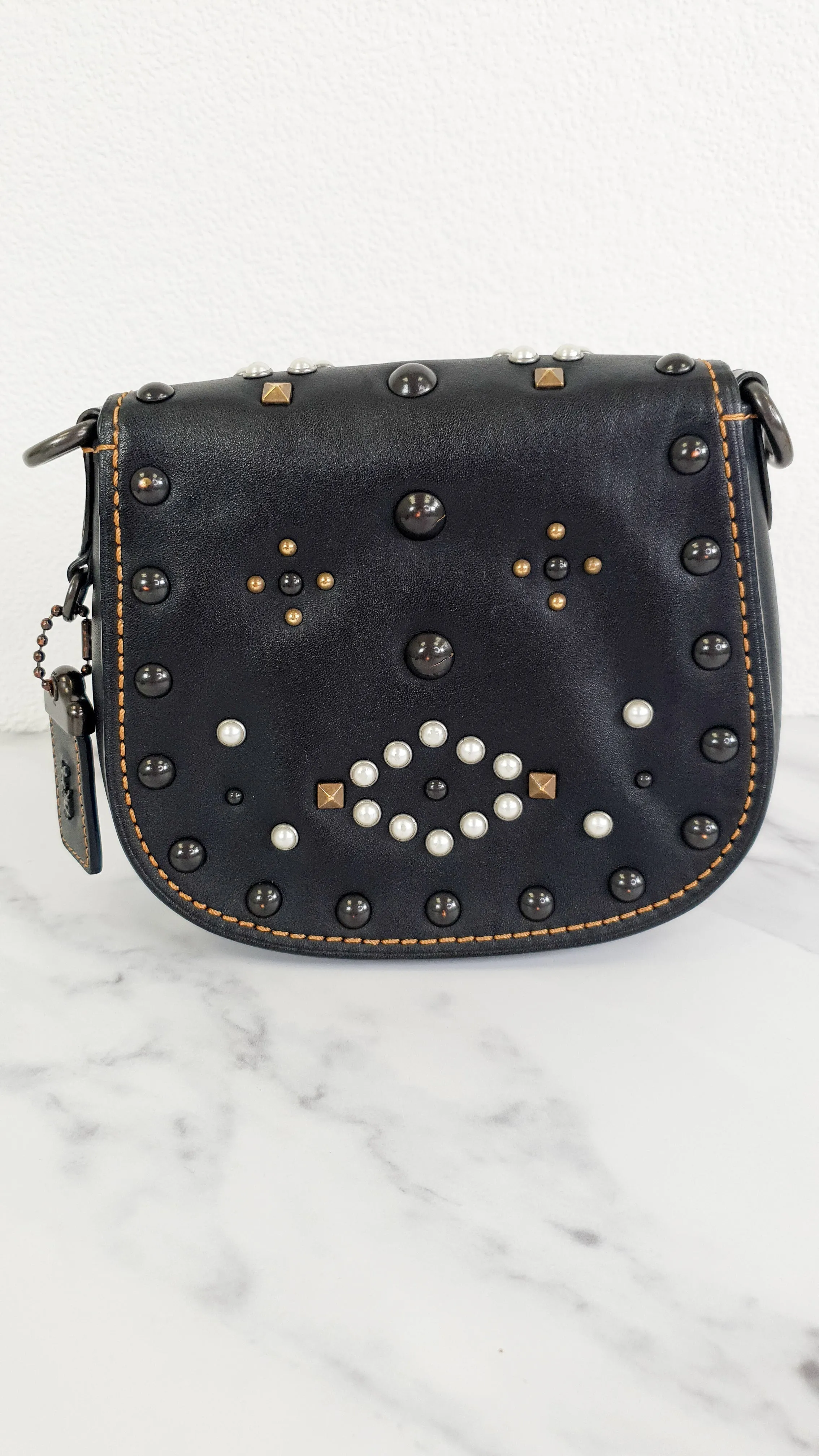 Coach 1941 Saddle 17 Bag with Western Rivets in Black - Crossbody Flap Bag - Coach F56564