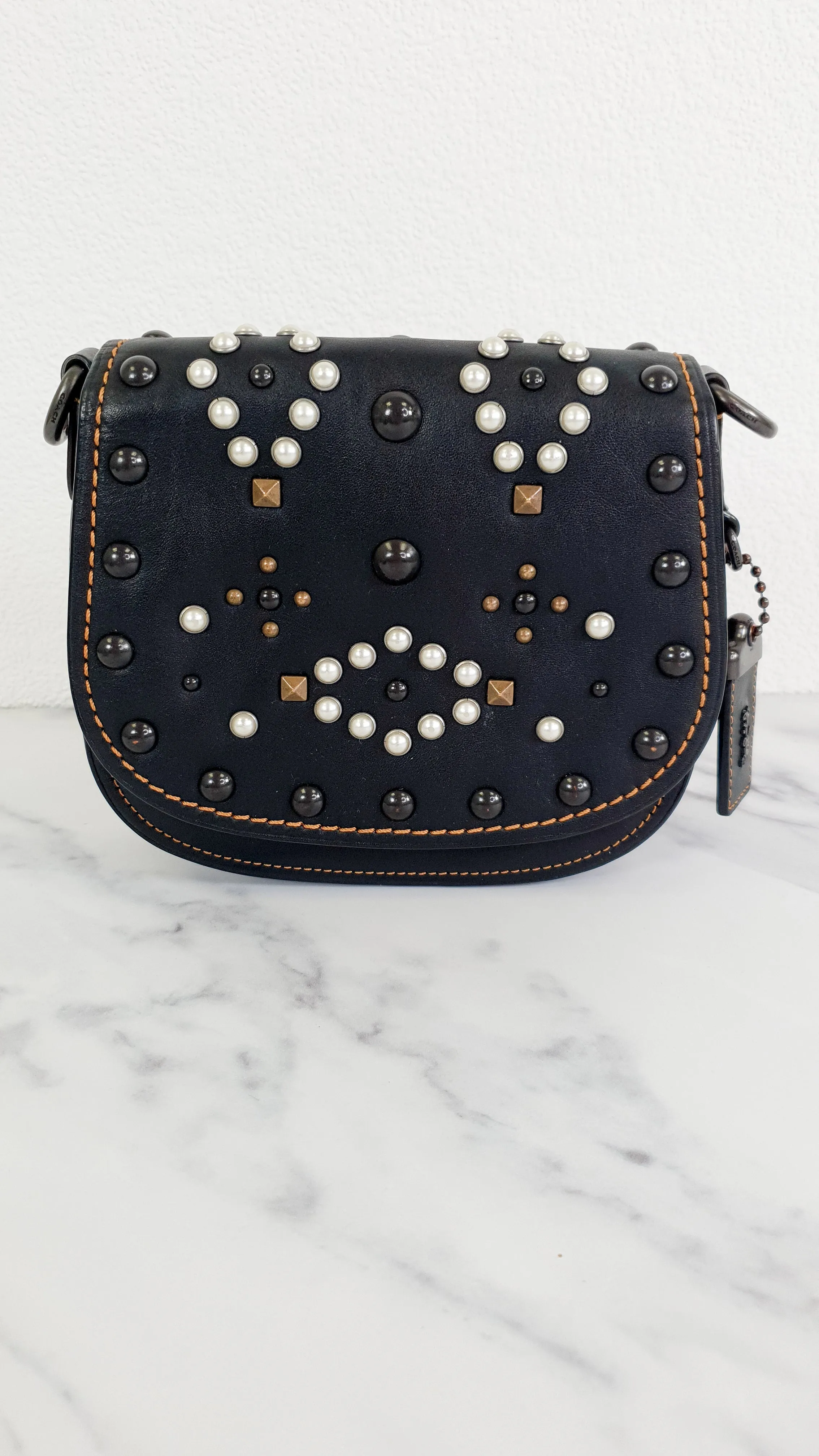 Coach 1941 Saddle 17 Bag with Western Rivets in Black - Crossbody Flap Bag - Coach F56564