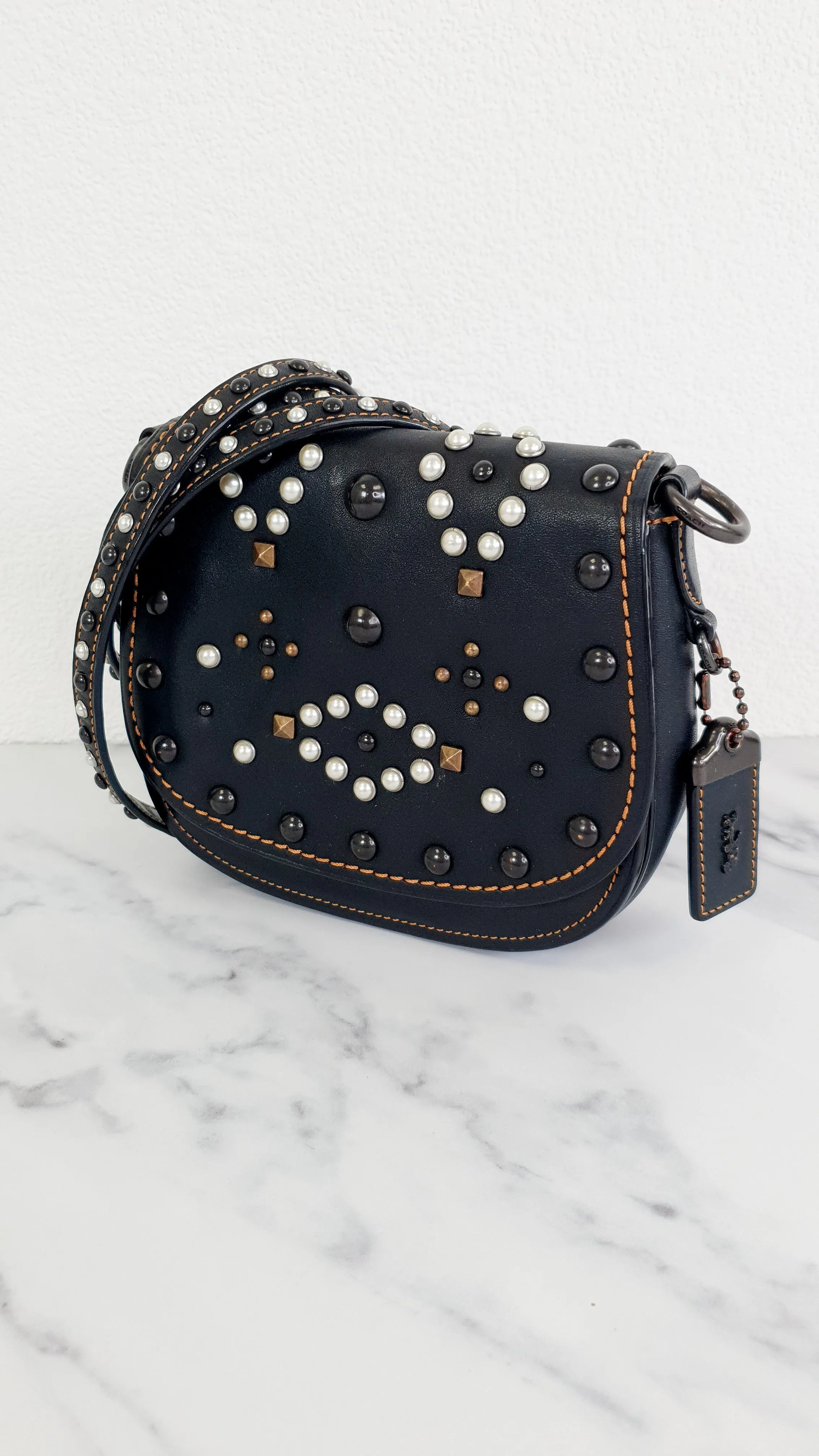 Coach 1941 Saddle 17 Bag with Western Rivets in Black - Crossbody Flap Bag - Coach F56564