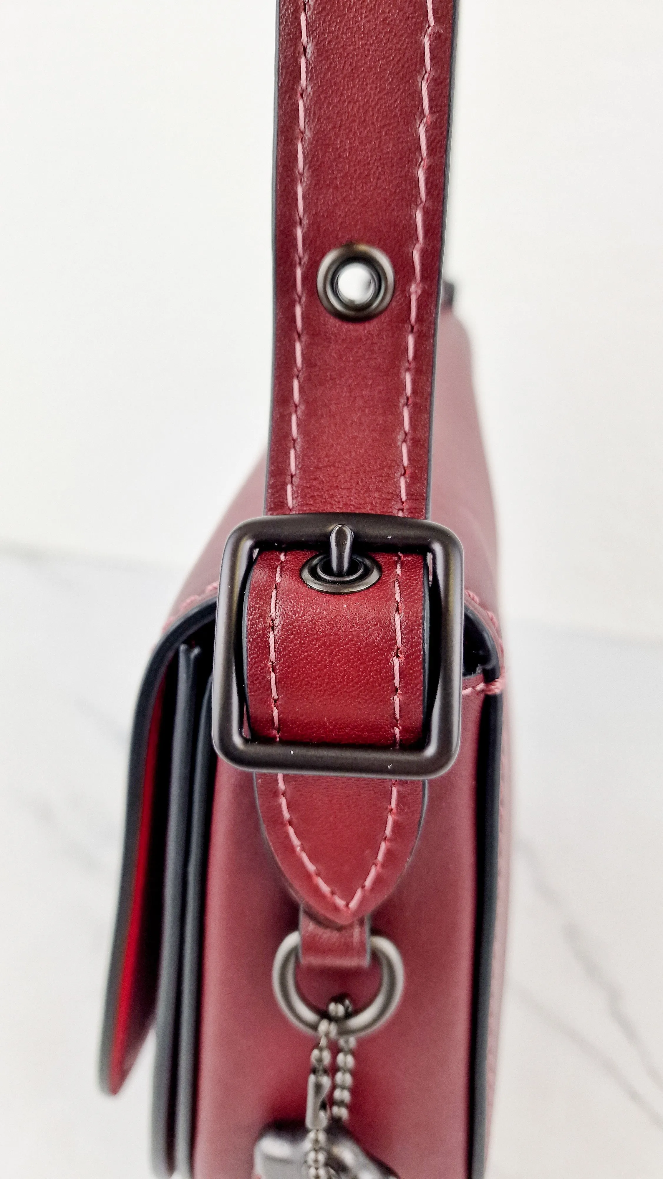 Coach 1941 Saddle 23 Bag in Burgundy Smooth Leather - Crossbody Shoulder Bag Red Brown - Coach 55036