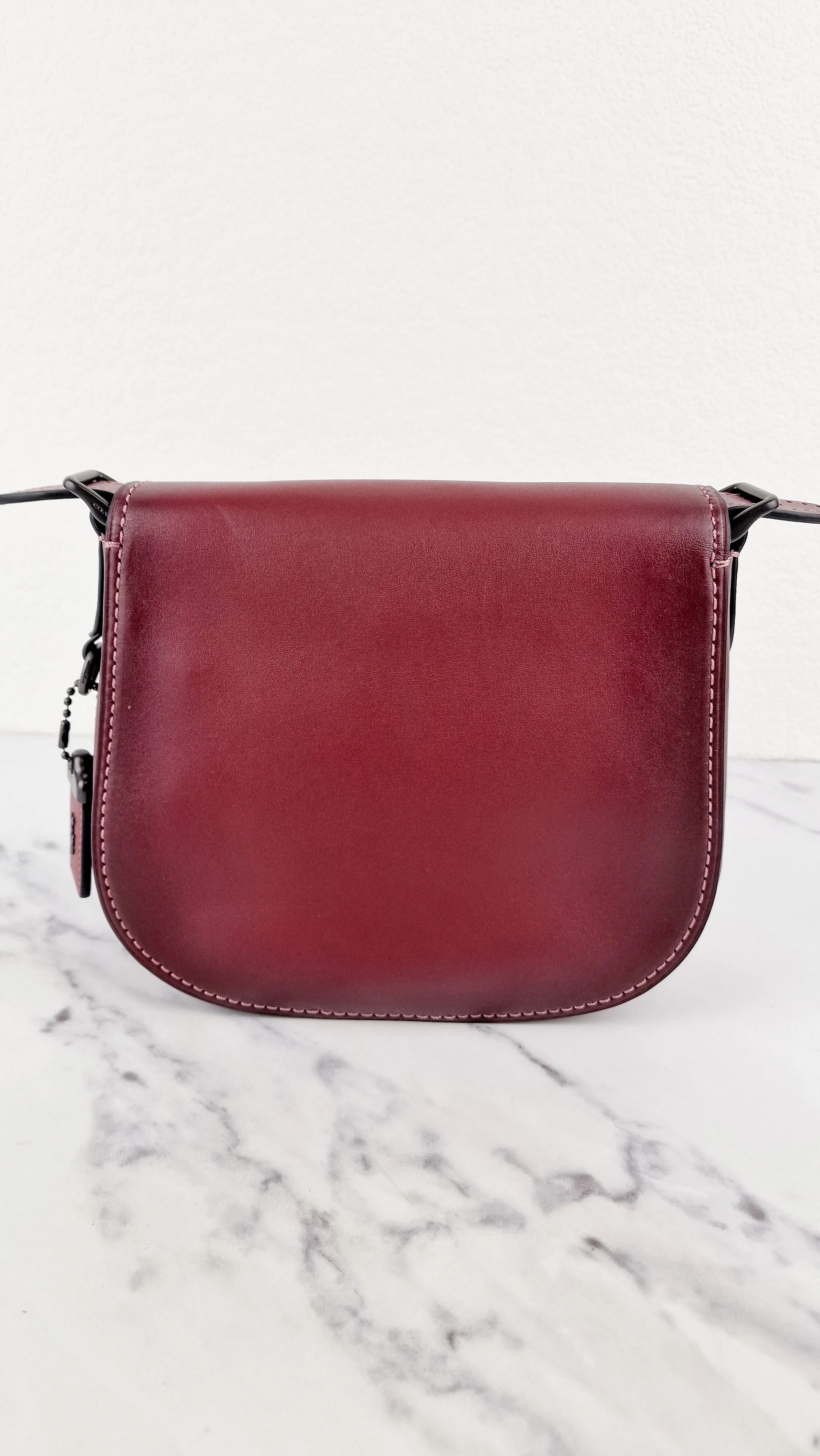 Coach 1941 Saddle 23 Bag in Burgundy Smooth Leather - Crossbody Shoulder Bag Red Brown - Coach 55036