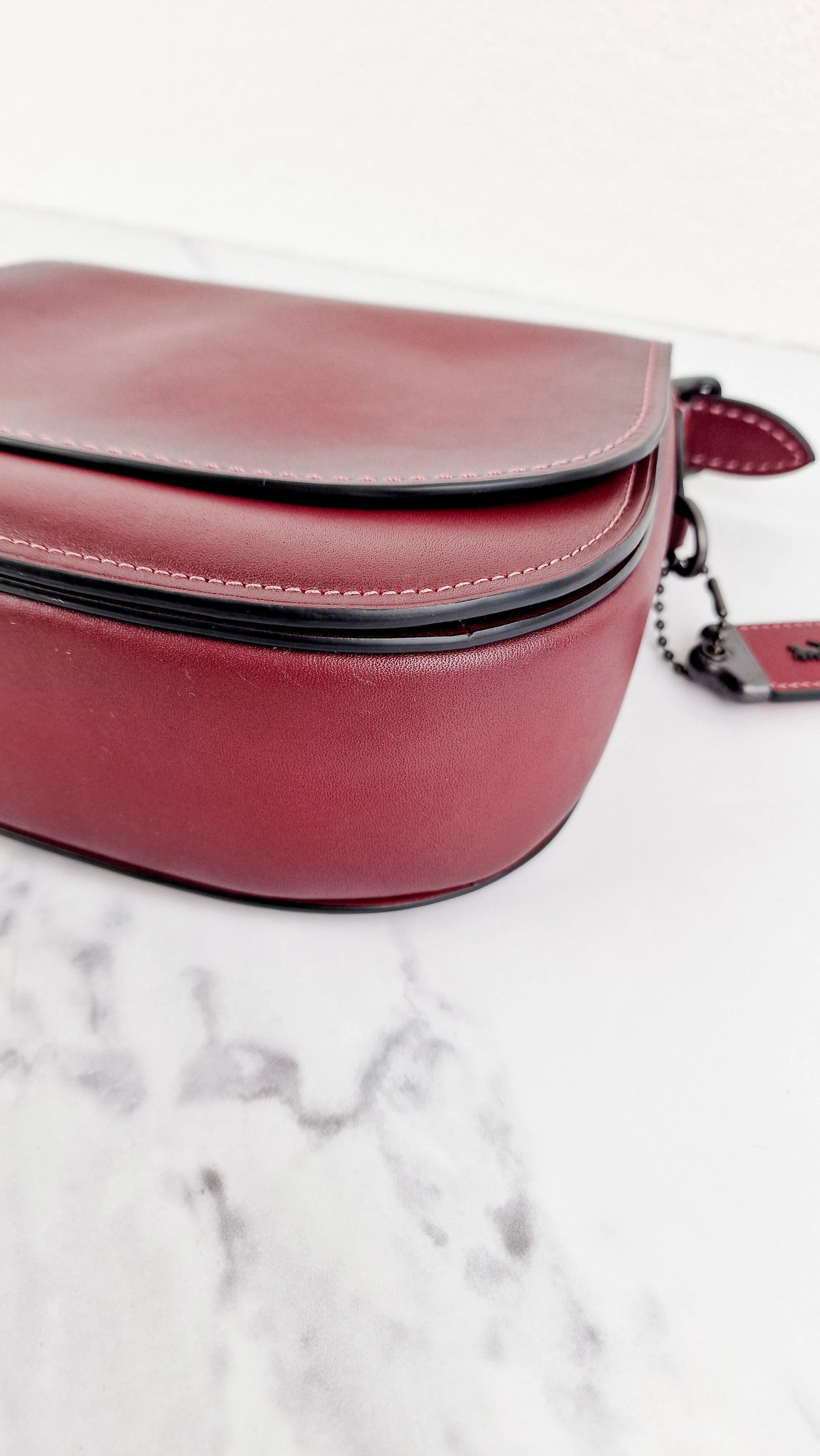 Coach 1941 Saddle 23 Bag in Burgundy Smooth Leather - Crossbody Shoulder Bag Red Brown - Coach 55036
