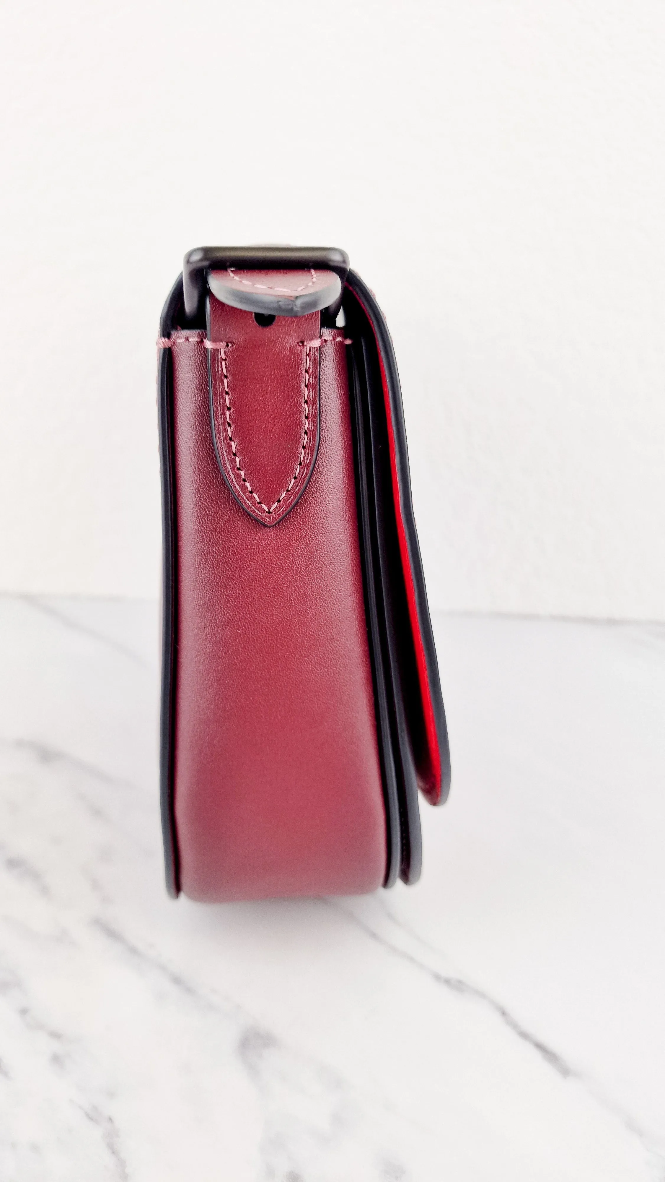 Coach 1941 Saddle 23 Bag in Burgundy Smooth Leather - Crossbody Shoulder Bag Red Brown - Coach 55036