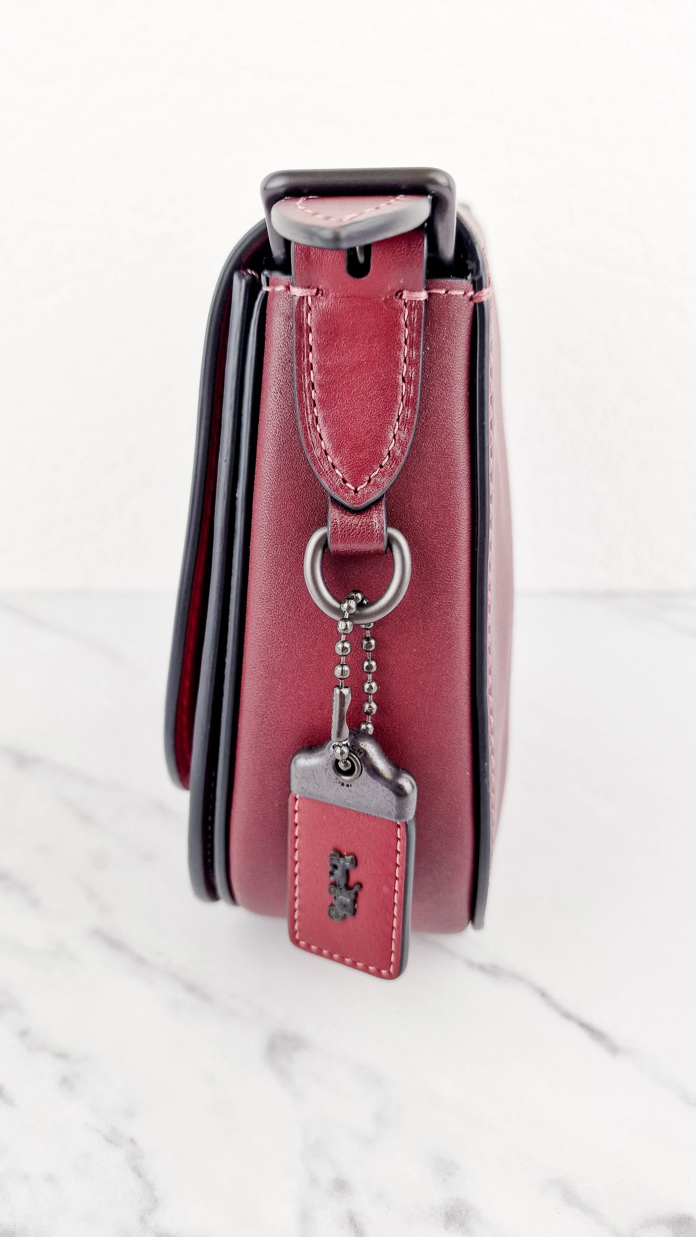 Coach 1941 Saddle 23 Bag in Burgundy Smooth Leather - Crossbody Shoulder Bag Red Brown - Coach 55036