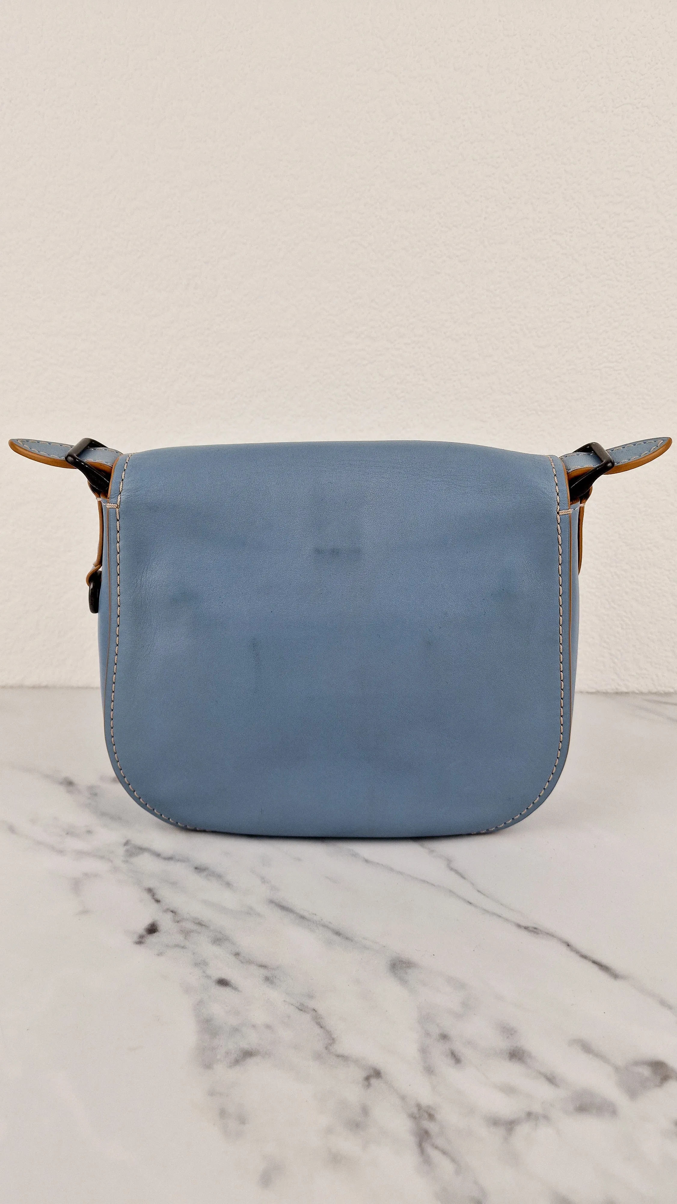 Coach 1941 Saddle 23 Bag in Cornflower Blue Smooth Leather Crossbody Shoulder Bag - Coach 55036