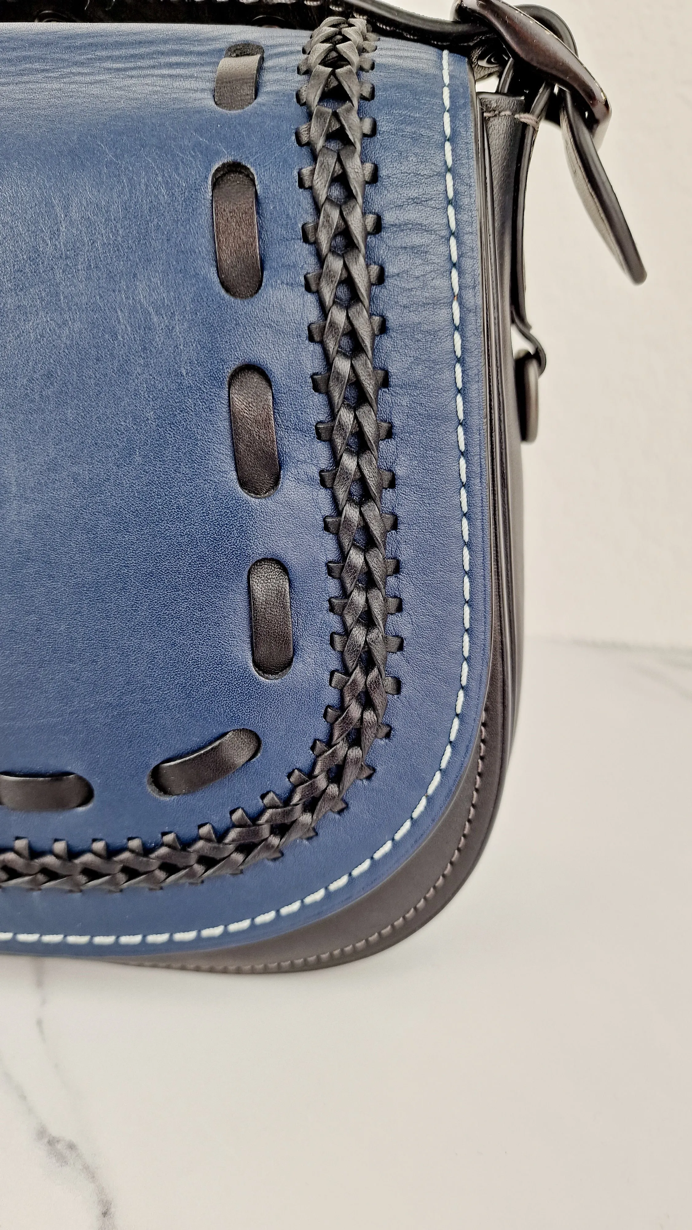 Coach 1941 Saddle 23 in Prussian Blue With Whiplash Black Detail - Crossbody Bag - Coach 58124