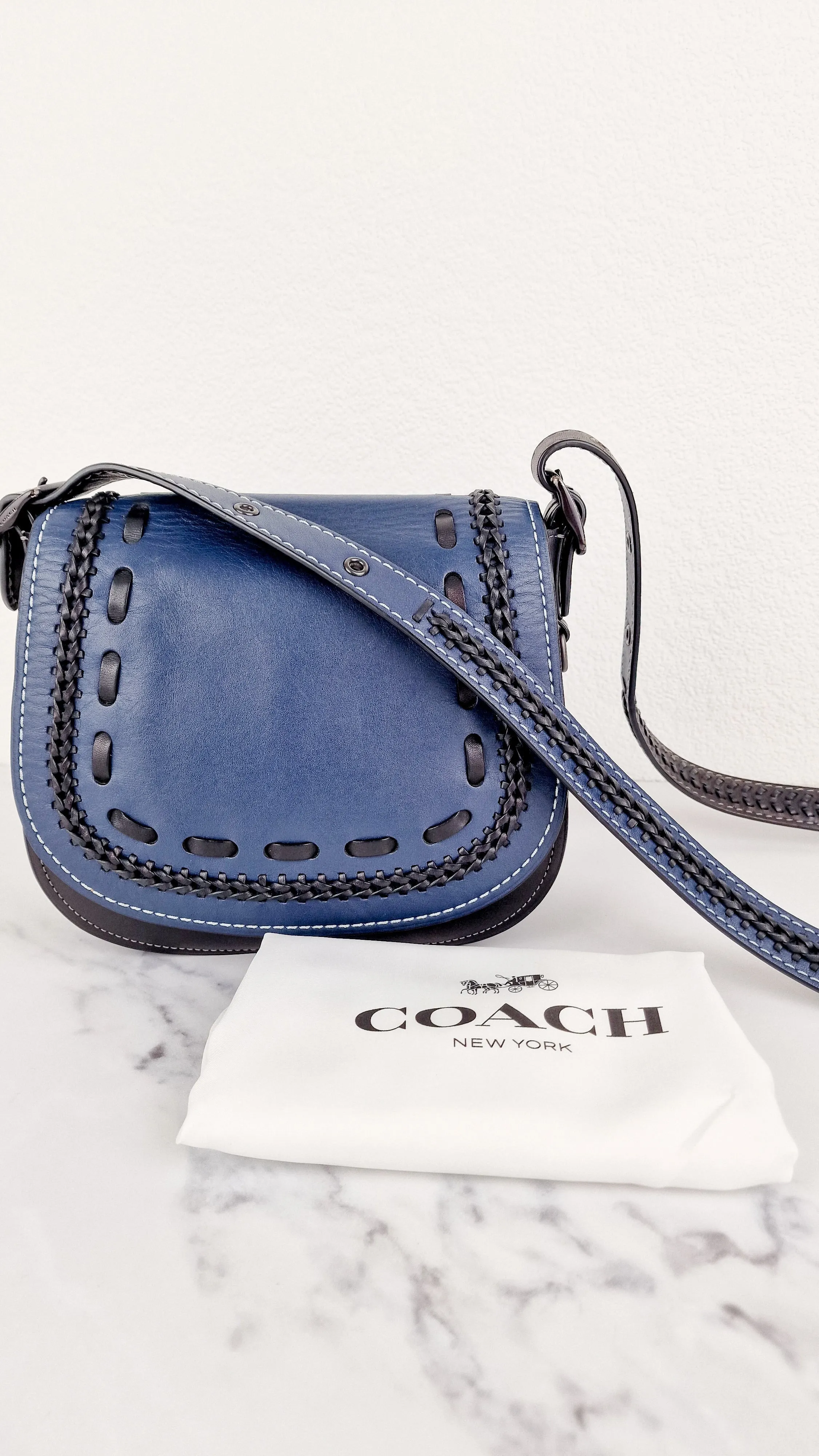 Coach 1941 Saddle 23 in Prussian Blue With Whiplash Black Detail - Crossbody Bag - Coach 58124