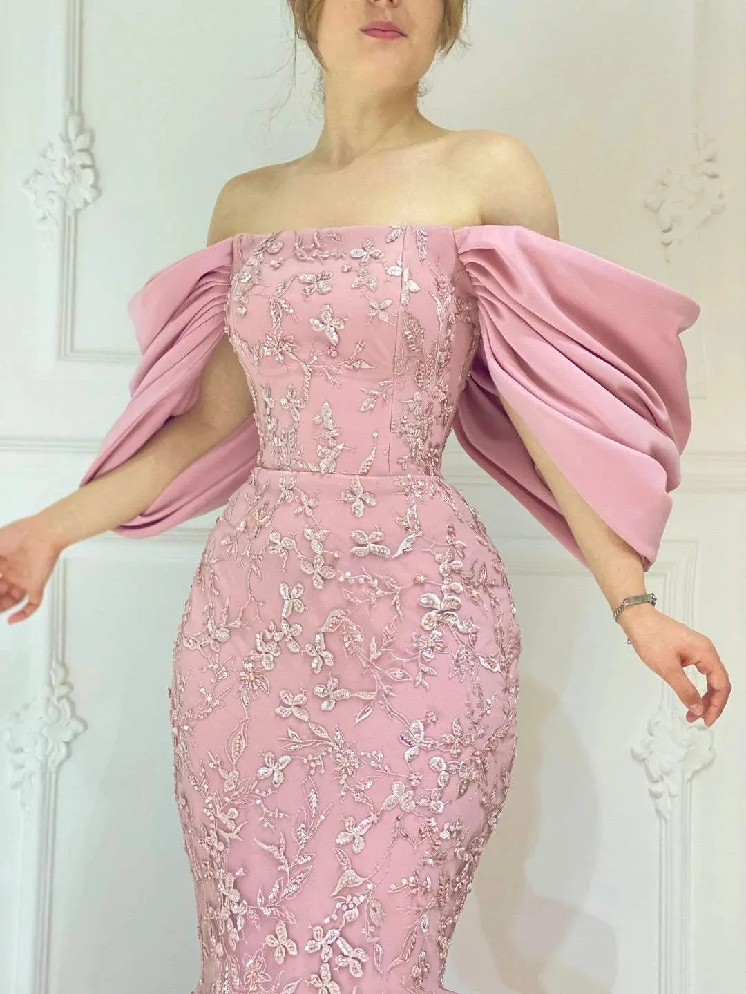 Delightful Baby Pink Evening Dress