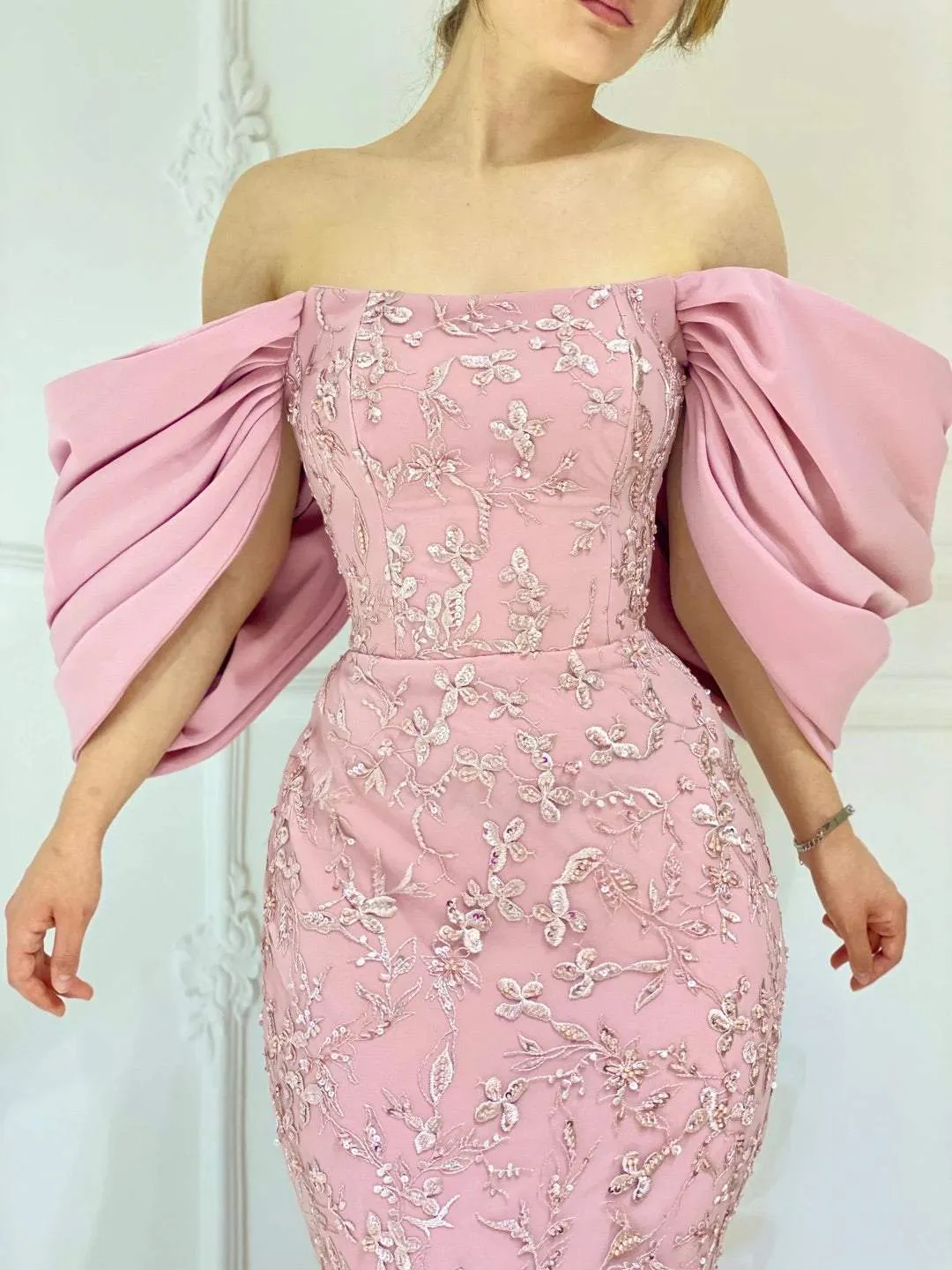 Delightful Baby Pink Evening Dress