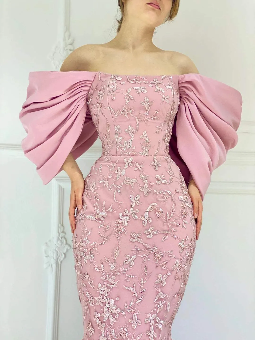 Delightful Baby Pink Evening Dress