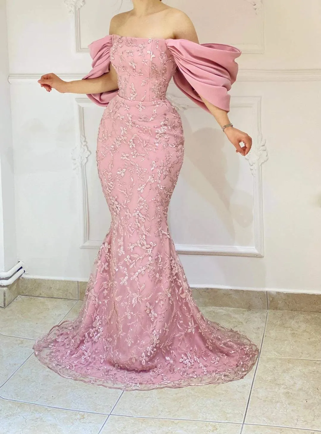 Delightful Baby Pink Evening Dress