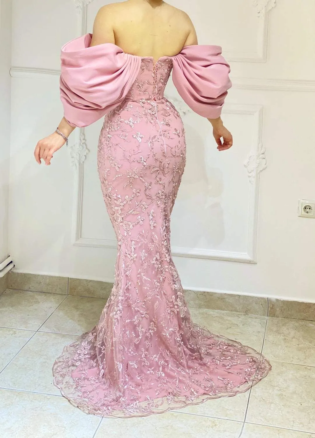 Delightful Baby Pink Evening Dress