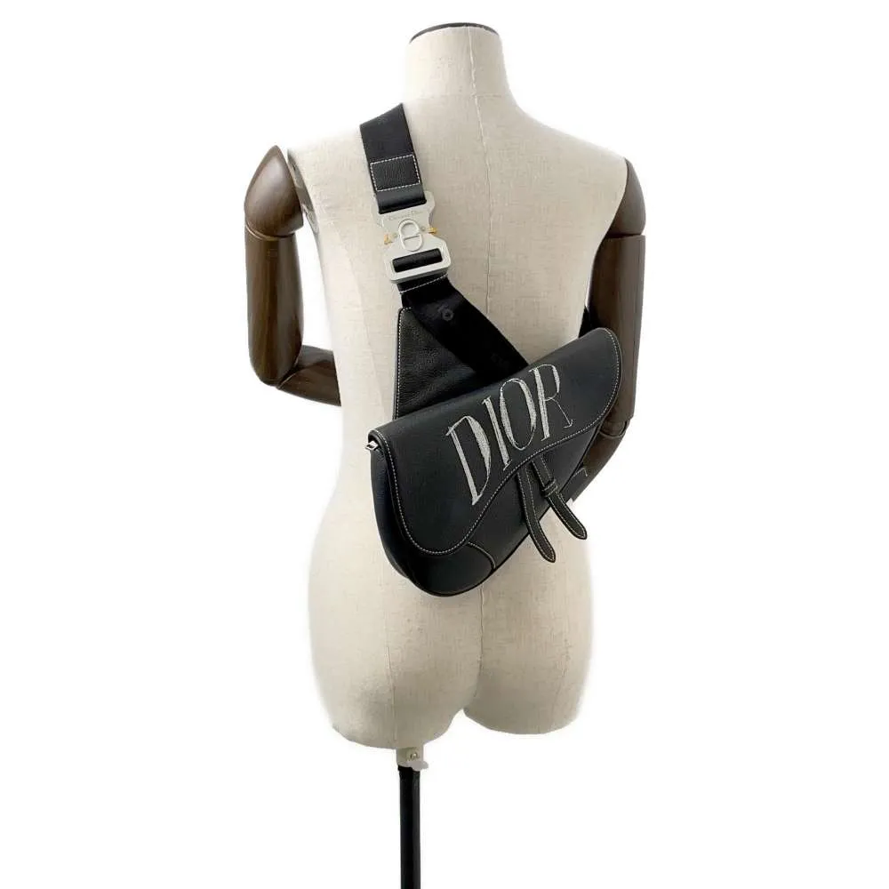 Dior Alex Fox Ton Collaboration Saddle Crossbody Bag Black Leather