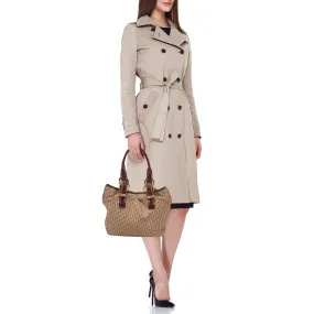 DIOR Beige/Maroon Oblique Canvas,Suede and Patent Leather Tote