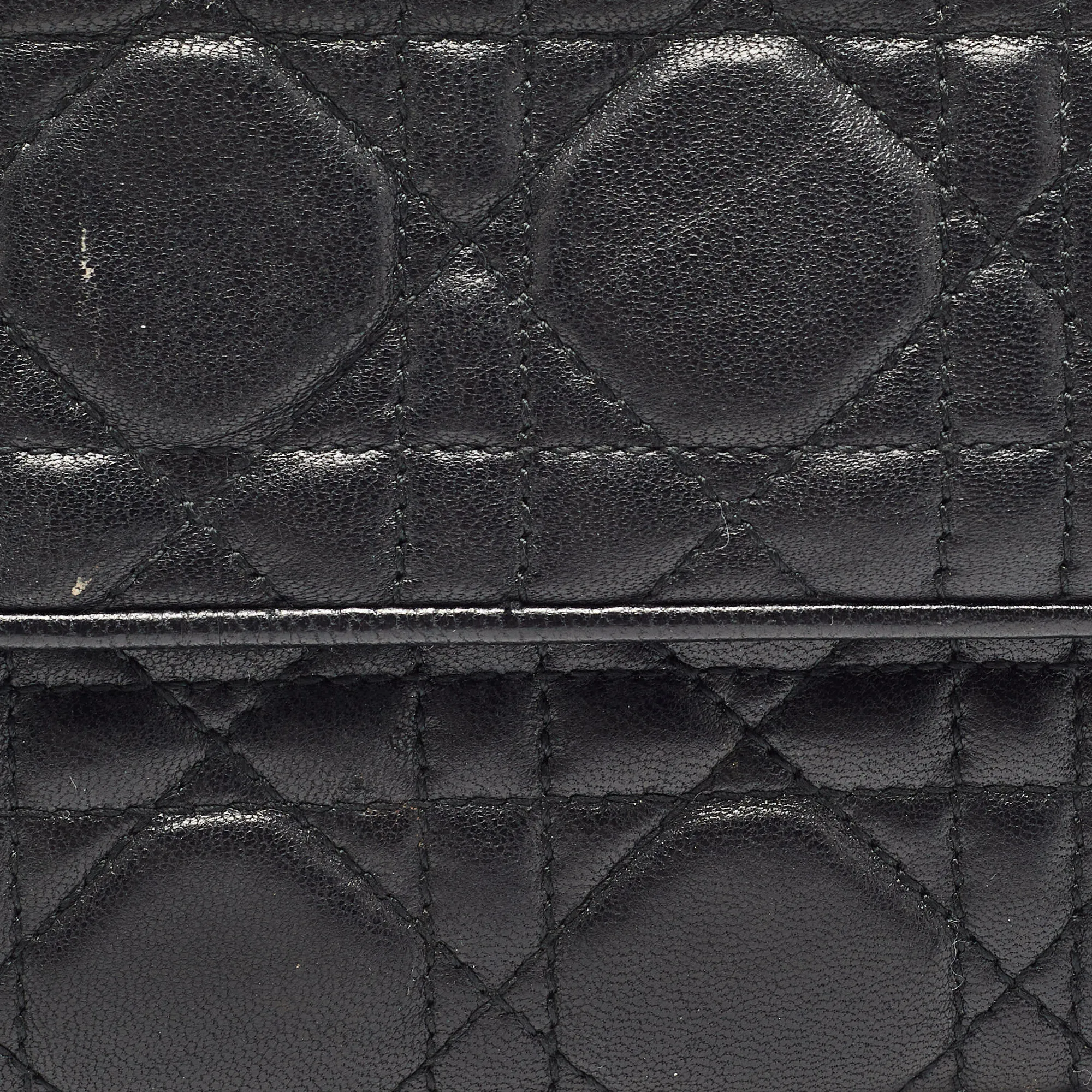 DIOR Black Cannage Leather Lady  Continental Wallet