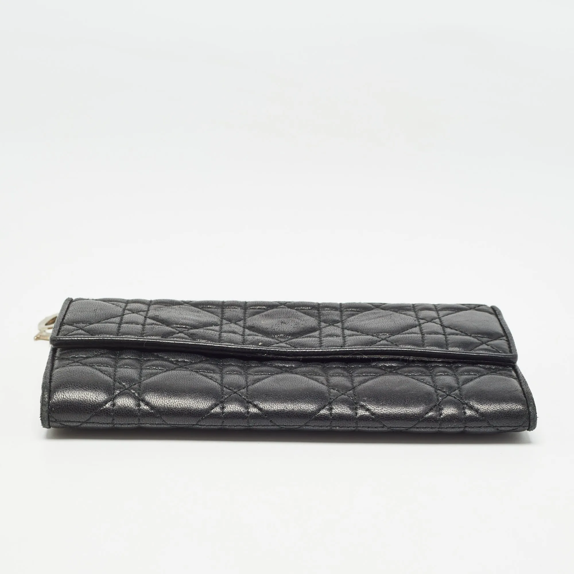 DIOR Black Cannage Leather Lady  Continental Wallet