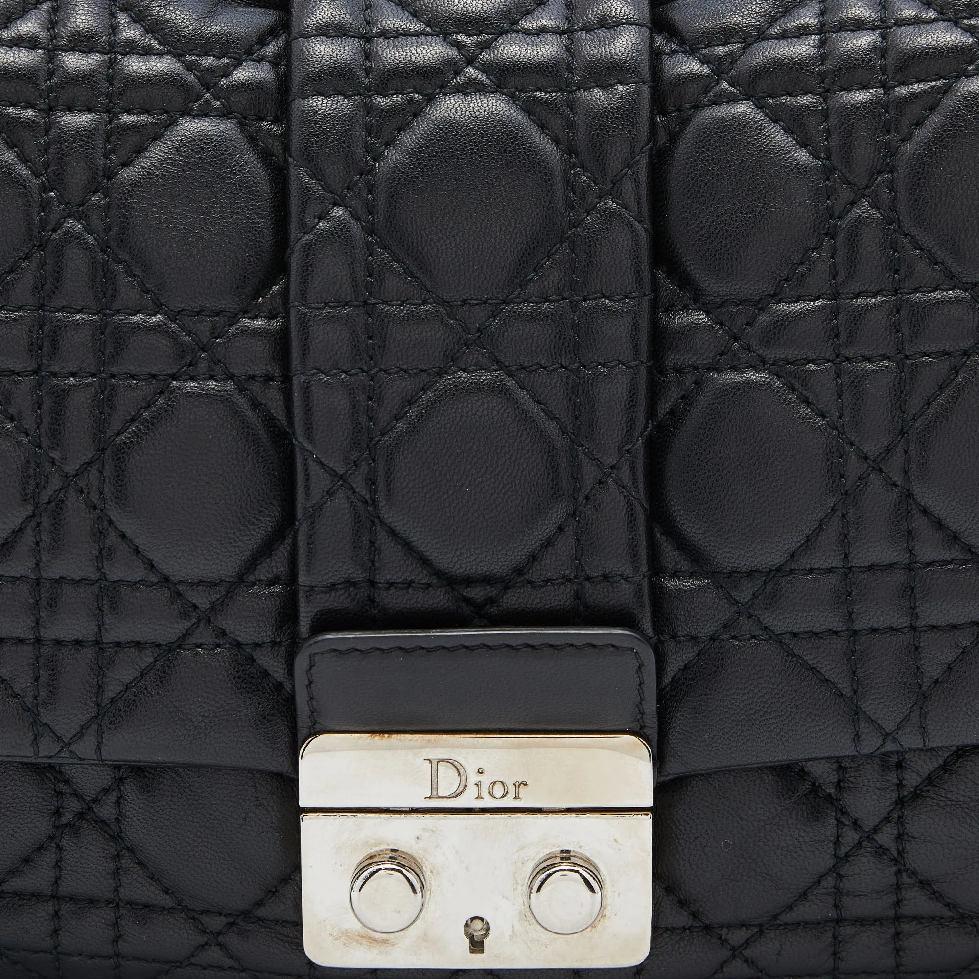 DIOR Black Cannage Leather Miss  Flap Bag