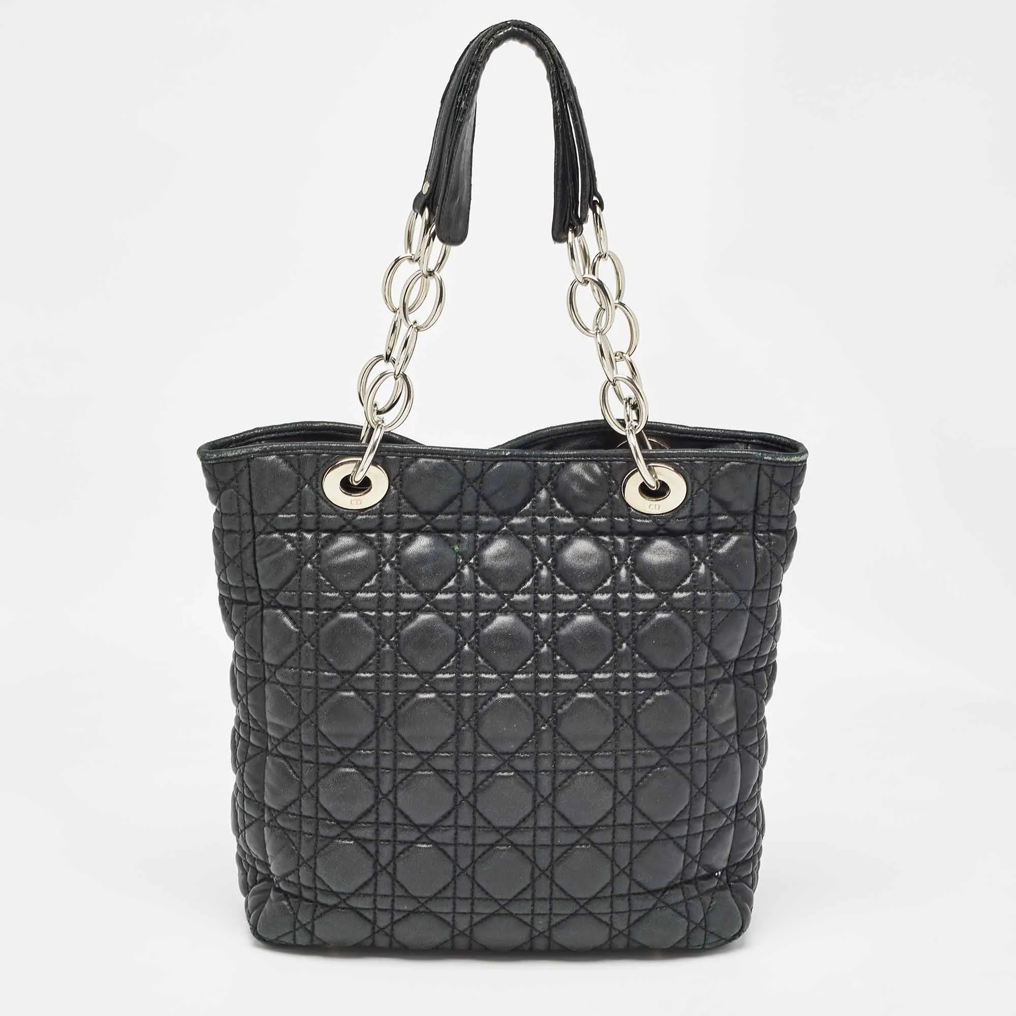DIOR Black Cannage Quilted Leather Soft Lady  Tote