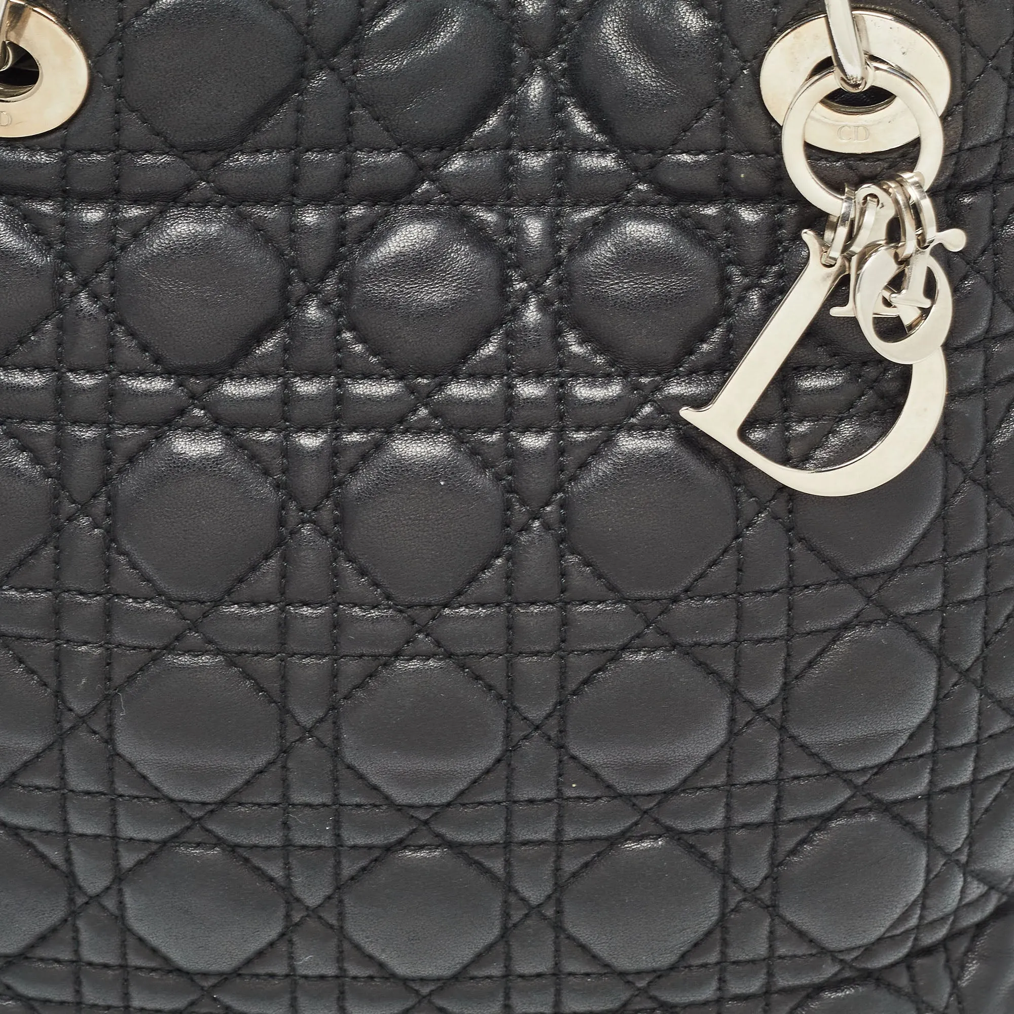 DIOR Black Cannage Quilted Leather Soft Lady  Tote